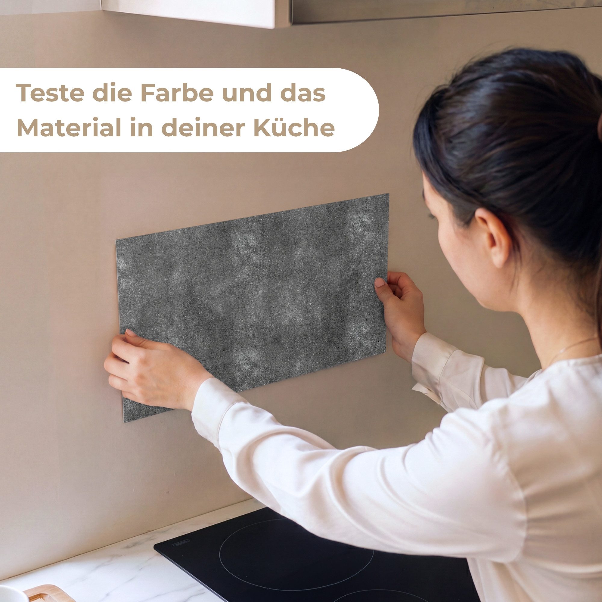 KitchenYeah Küchenrückwand Muster selbstklebend (keine Folie) Dunkelgrau - Roh - Konkret, (1-tlg), Spritzschutz, Küche, Rückwand, Küchenwand, Küchenfront, 30x20 – Bild 2 von 4