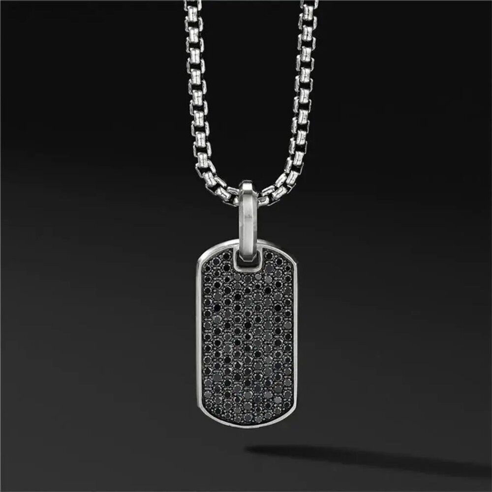 ROUGEMONT Kette mit Anhänger Massive Herren Statement Halskette 60cm Dogtag, Wasserfest