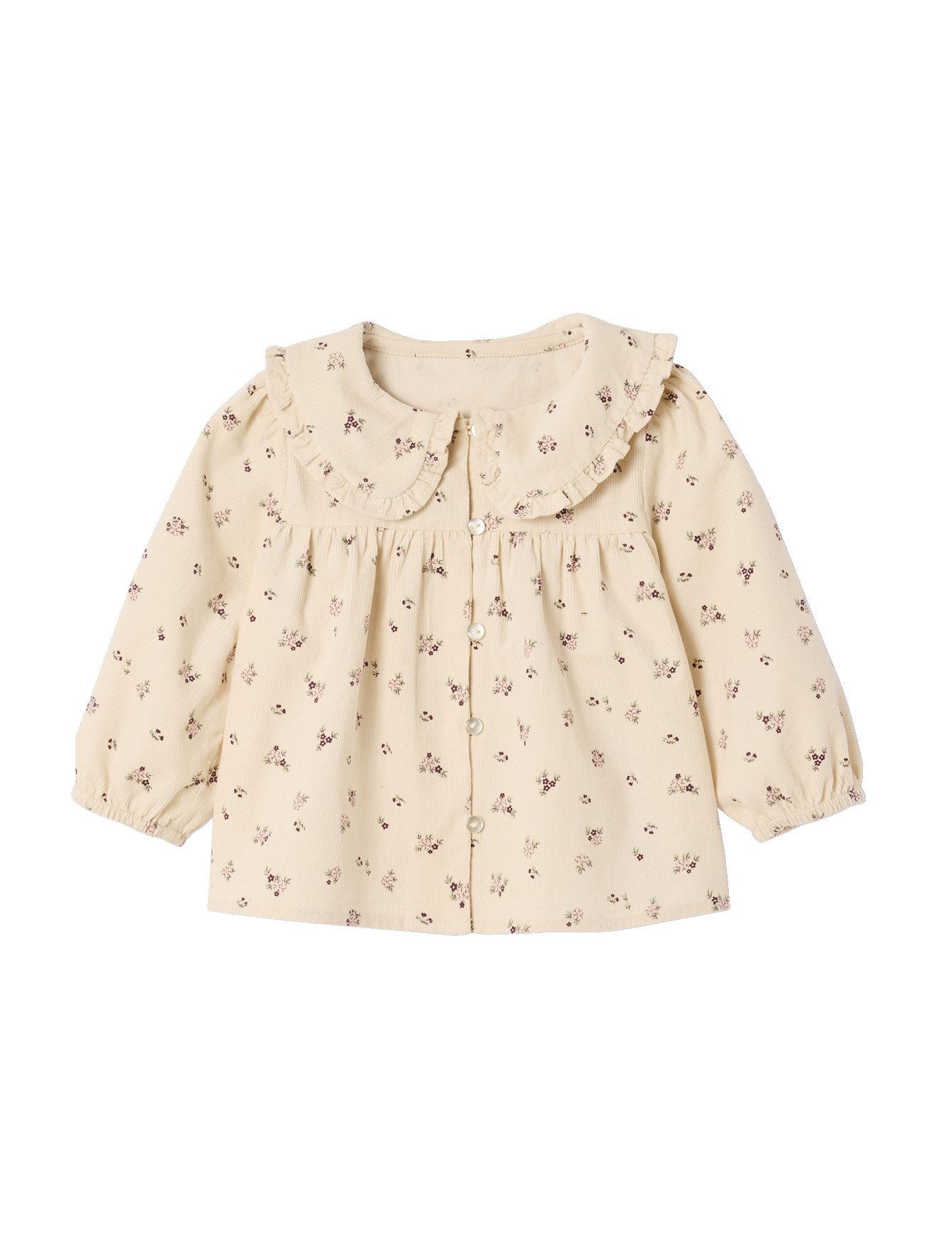 vertbaudet Langarmhemd Baby Bluse aus Samt mit Blumenmuster