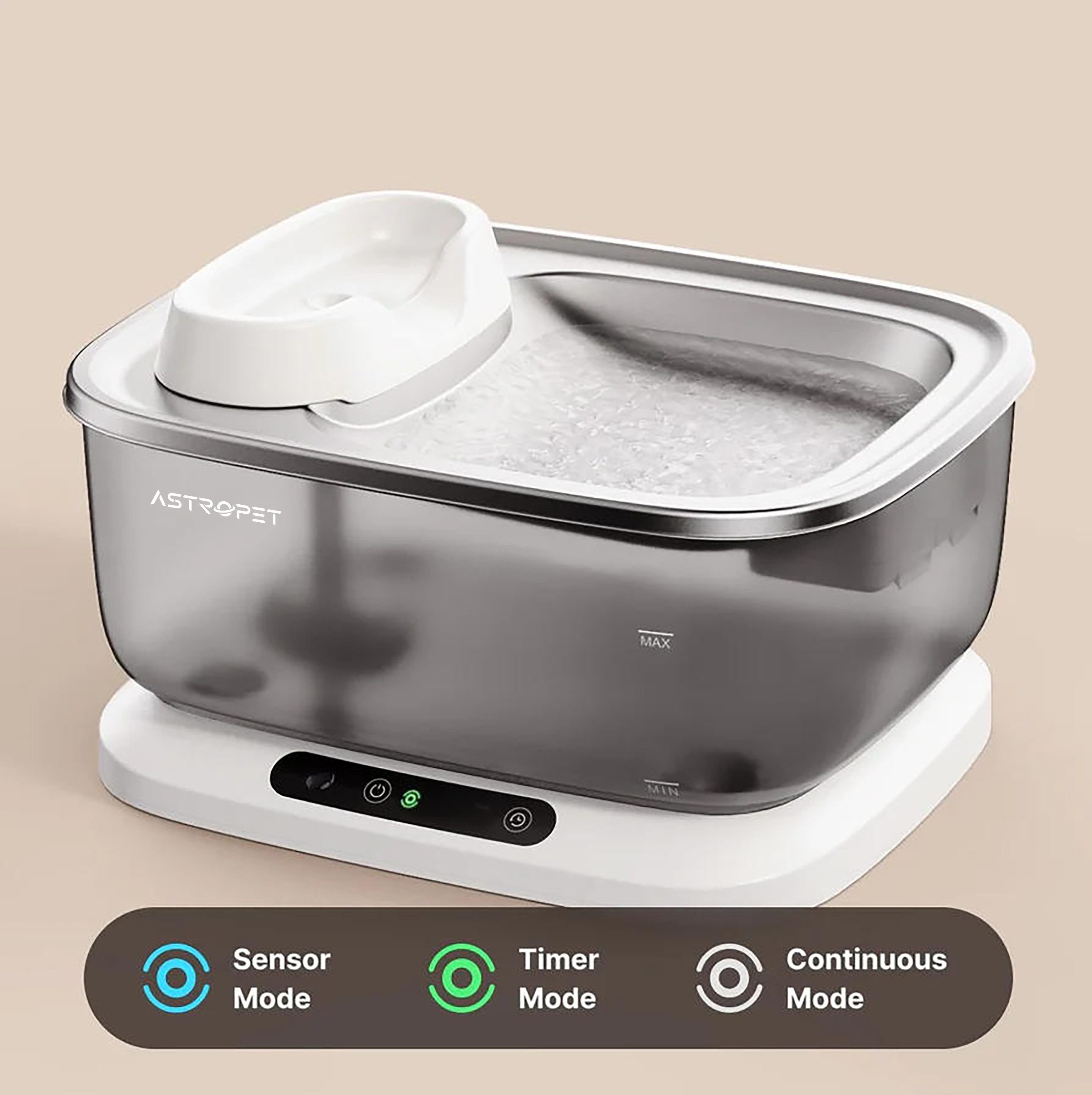 AstroPet Trinkbrunnen Haustier-Trinkbrunnen XL Poseidon Kabel + Kabellos, 7L Fassungsvermögen