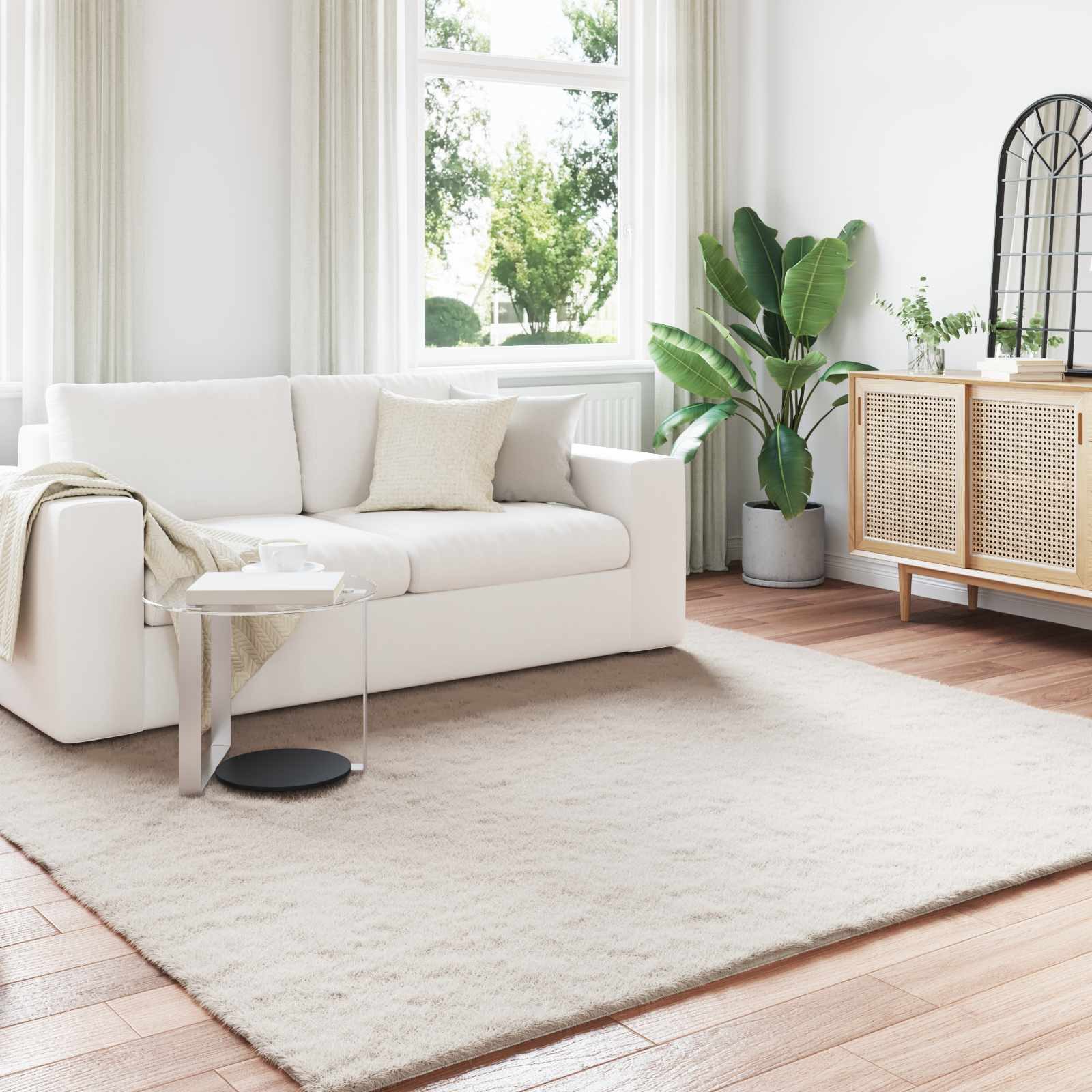 vidaXL Teppich Rutschfester Teppich aus Kunstkaninchenfell OLITE Beige, Rechteckig