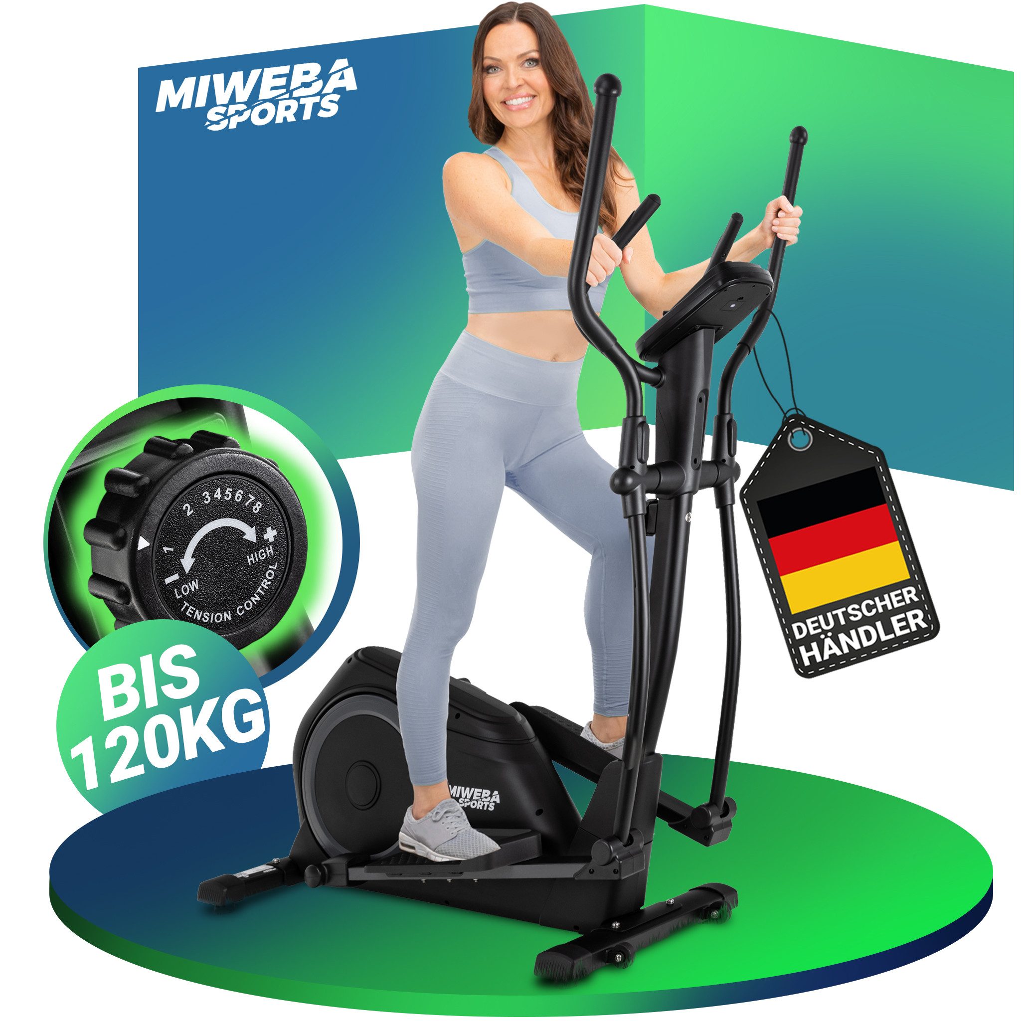 Miweba Sports Crosstrainer MC500 Heimtrainer (Crosstrainer für zu Hause leise, Ellipsentrainer, Heimtrainer, Stepper, Fitnessgerät, Heimtrainer, Crosstrainer, Ellipsentrainer), Heimtrainer mit Pulsmessung