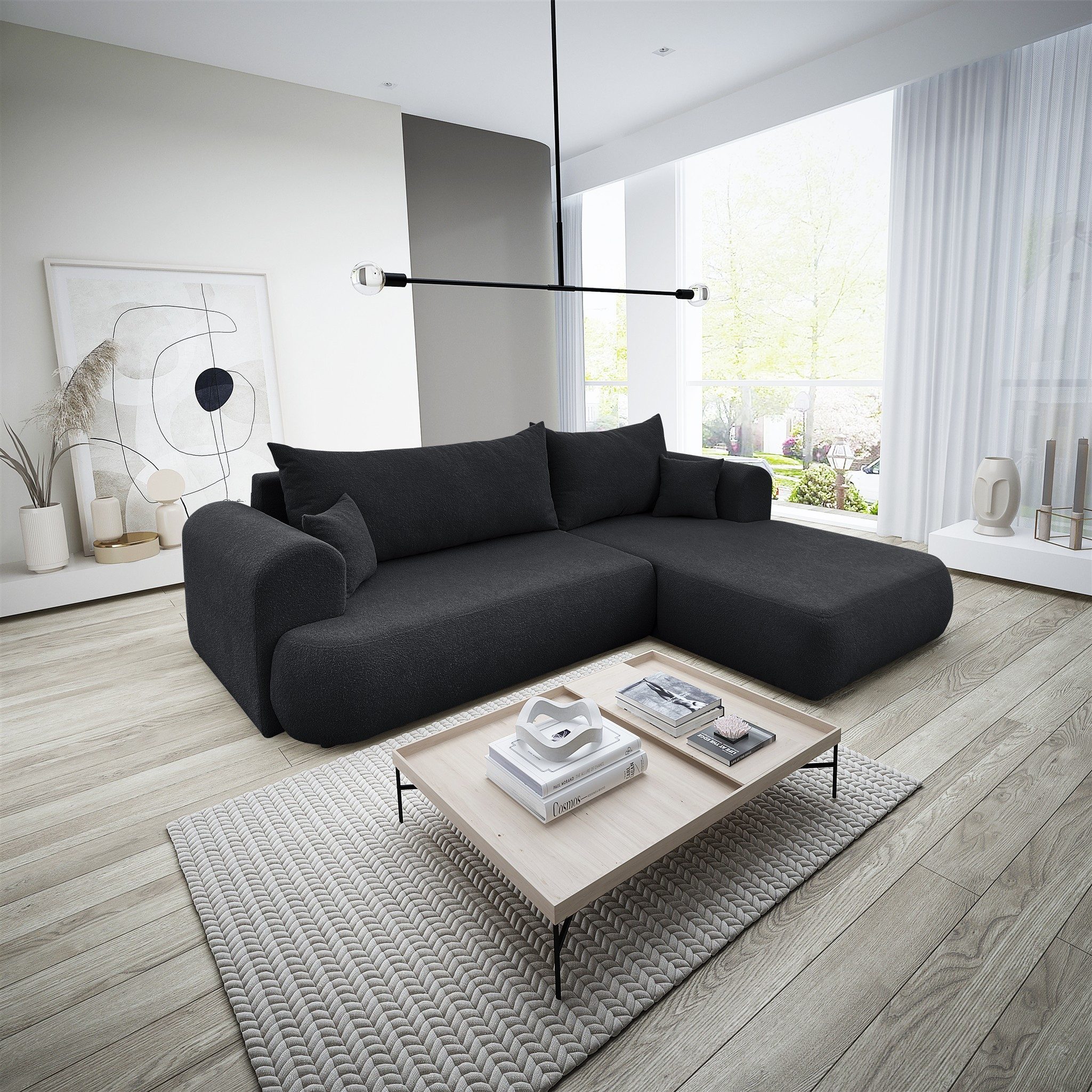 Fun Möbel Ecksofa Schlafsofa Sofa ANIKE in Stoff Now or Never, Ottomane Links oder Rechts, Rundumbezug