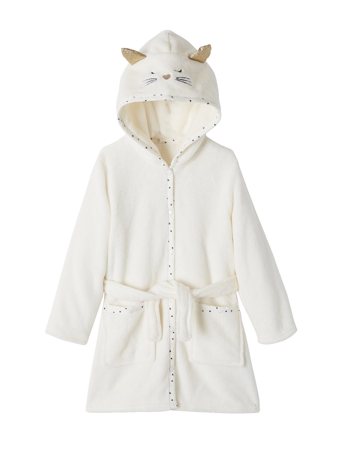 vertbaudet Morgenmantel Mädchen Morgenmantel aus Plüsch KATZE, Polyester