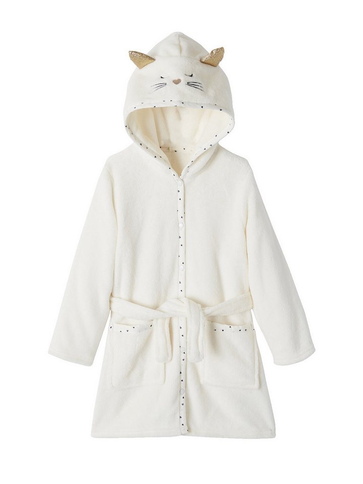 vertbaudet Morgenmantel Mädchen Morgenmantel aus Plüsch KATZE, Polyester