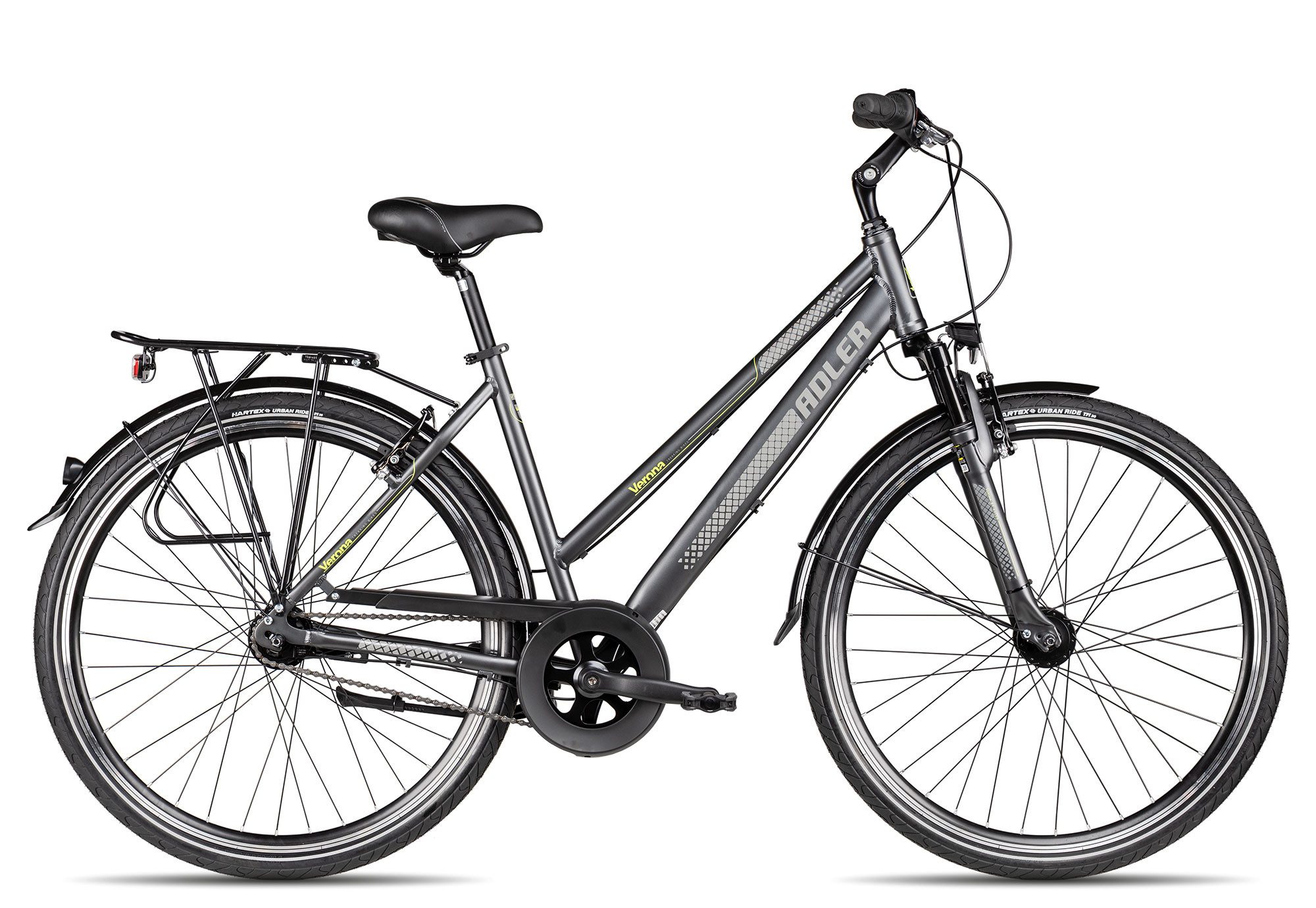 Adler Cityrad Verona NEXUS Trapez, 7 Gang Shimano Nexus 7 Rücktritt Schaltwerk, Nabenschaltung Rücktritt, Rücktrittbremse schwarz/grau