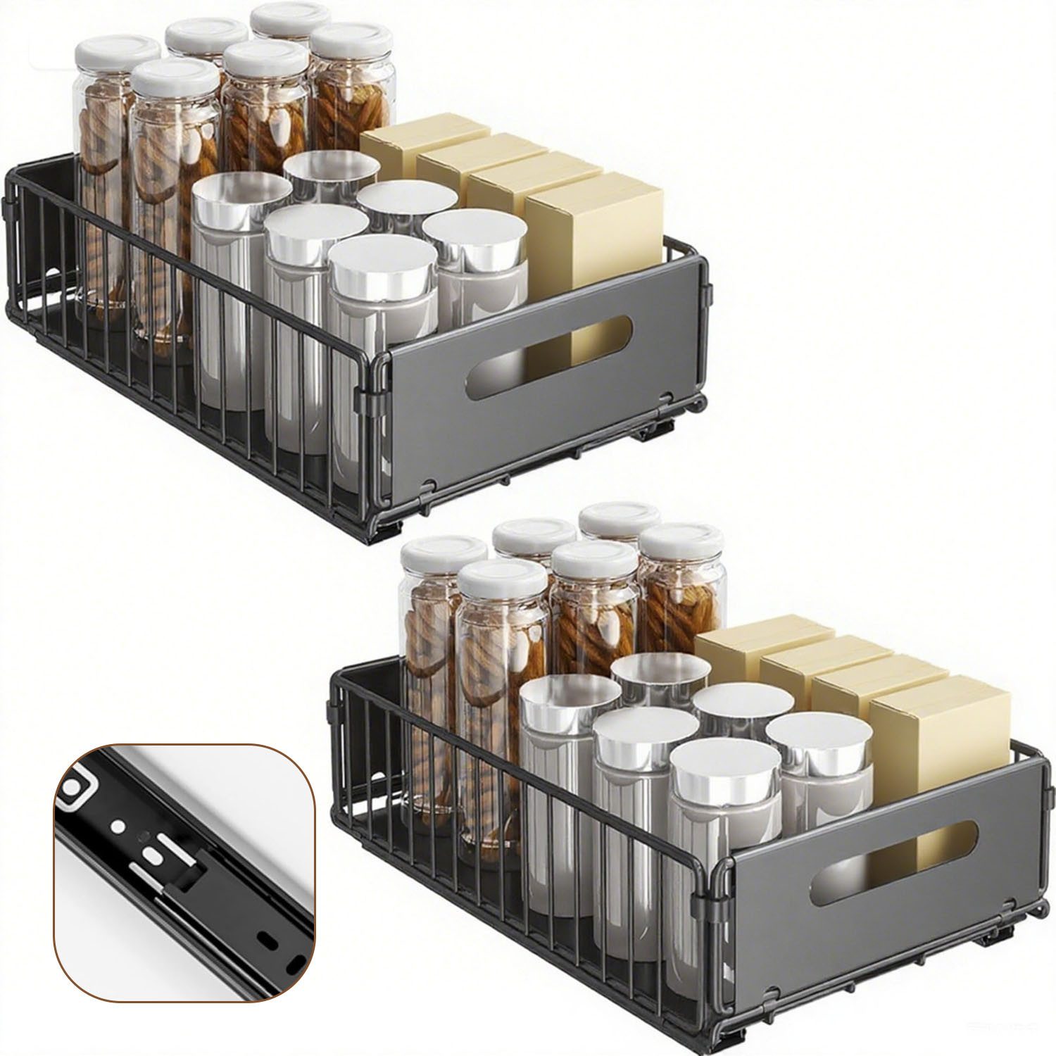 SURFOU Küchenorganizer-Set 2 Stück Teleskopschublade Erweiterbar Ausziehbar günstig online kaufen