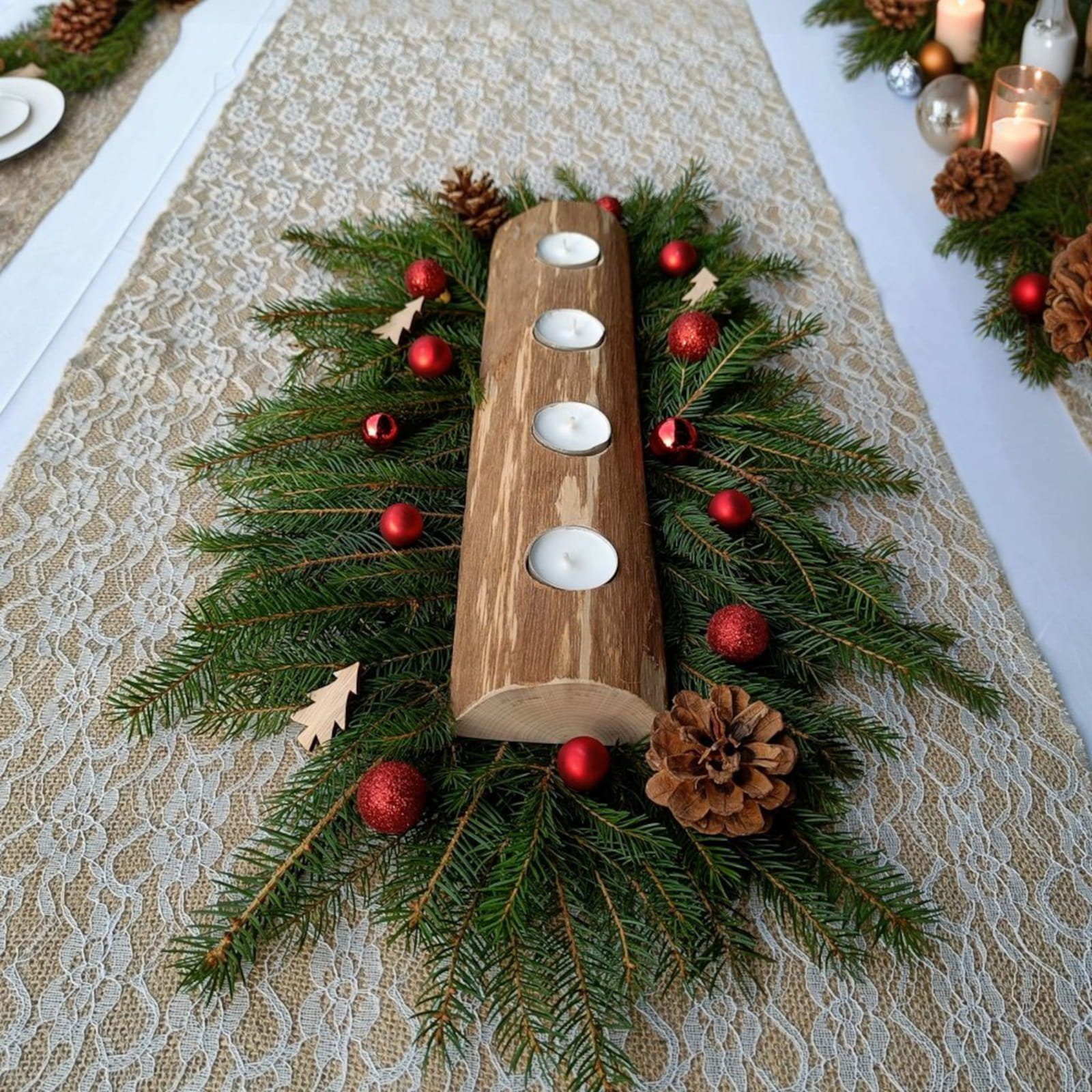 (1 lang), Kerzenhalter Weihnachten Tischdeko 40cm Kerzenhalter Adventsdeko eckig BooGardi Teelichthalter St.,