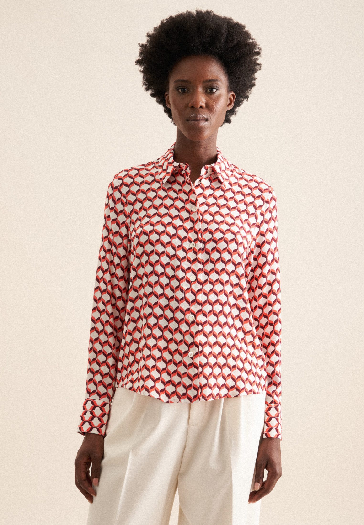 seidensticker Hemdbluse Schwarze Rose 1/1 Kragen Geometrische Muster günstig online kaufen
