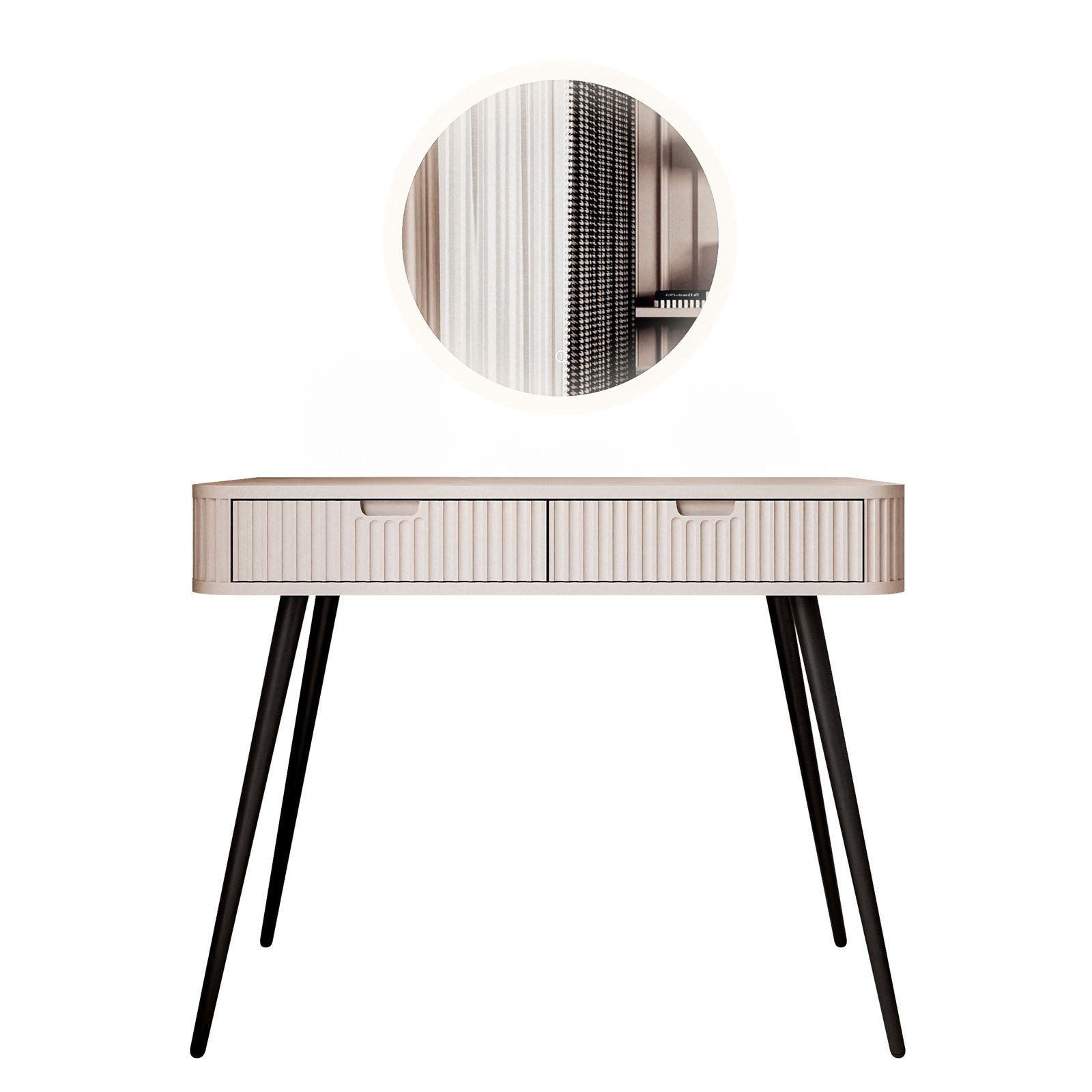 Lookway Schminktisch ZAIRA mit LED Spiegel, Durchmesser des Spiegels : ø 60 cm