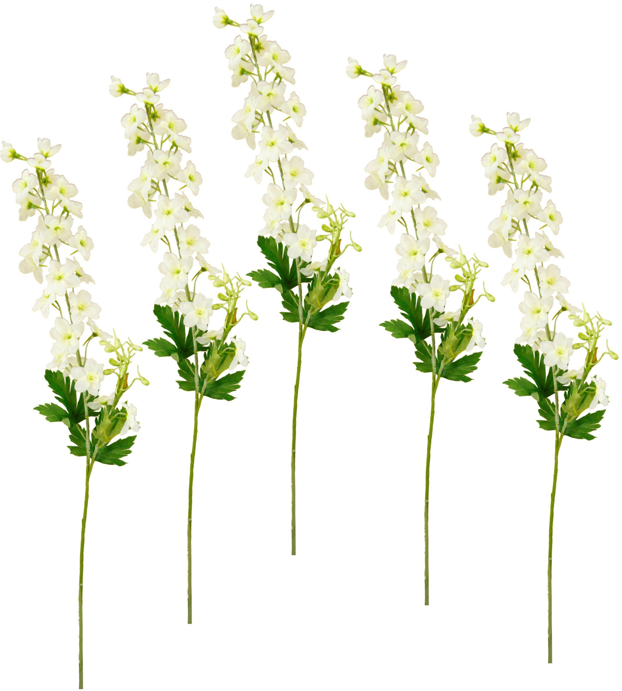 Kunstblume Delphinium, I.GE.A., Höhe 5er 75 cm, weiß Set