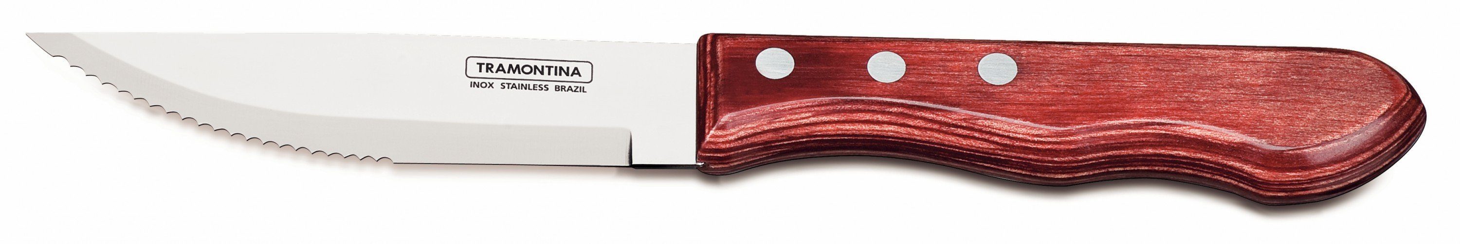 Tramontina Steakmesser JUMBO (4 Stück), Echtholzgriff, rostfreier Edelstahl, spülmaschinenfest