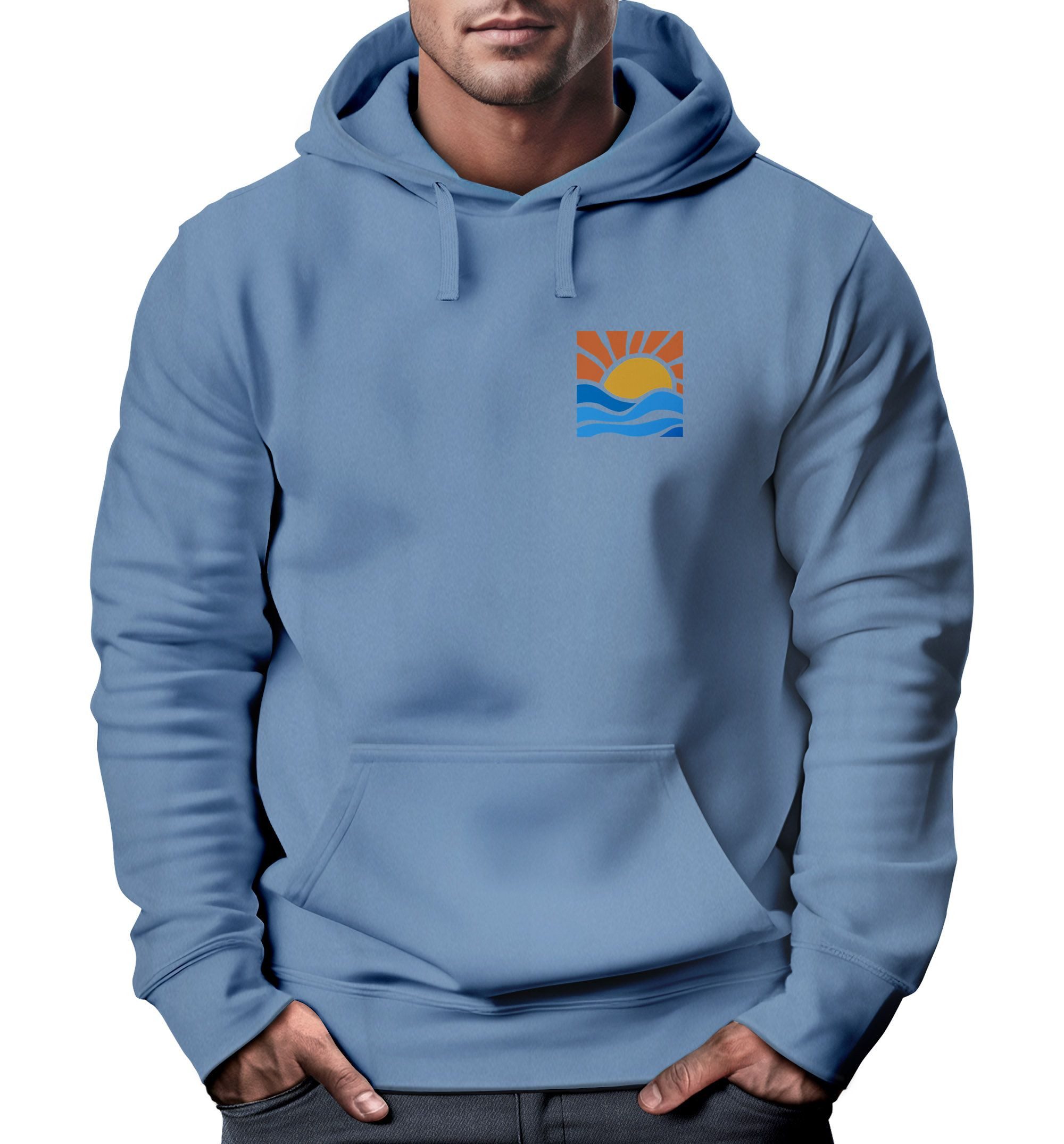Neverless Hoodie Hoodie Herren Logo Print Sommer Sonne Welle Strand Meer Be günstig online kaufen