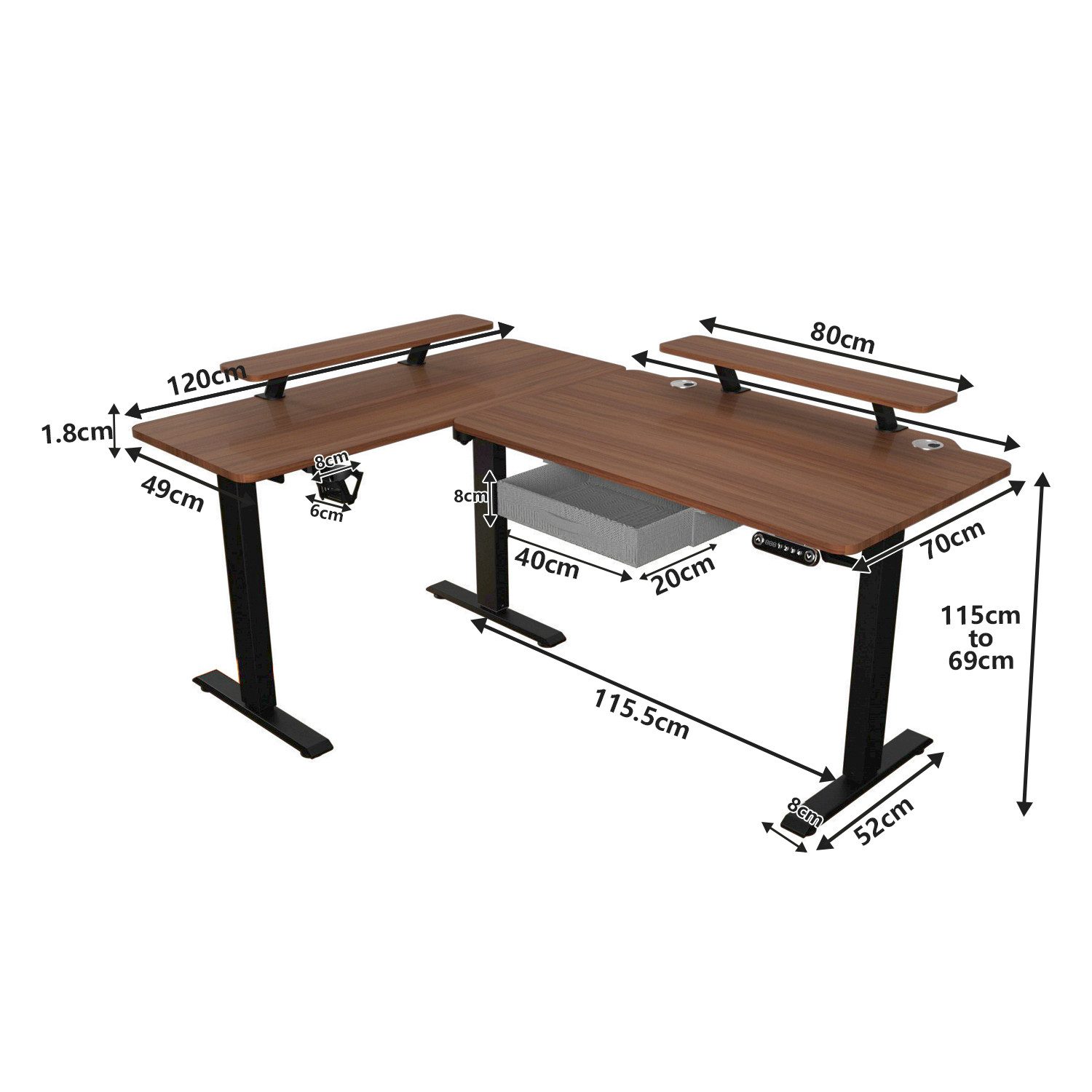 IvyIvy Computertisch L-förmiger, höhenverstellbarer Tisch mit Doppelbalkens günstig online kaufen