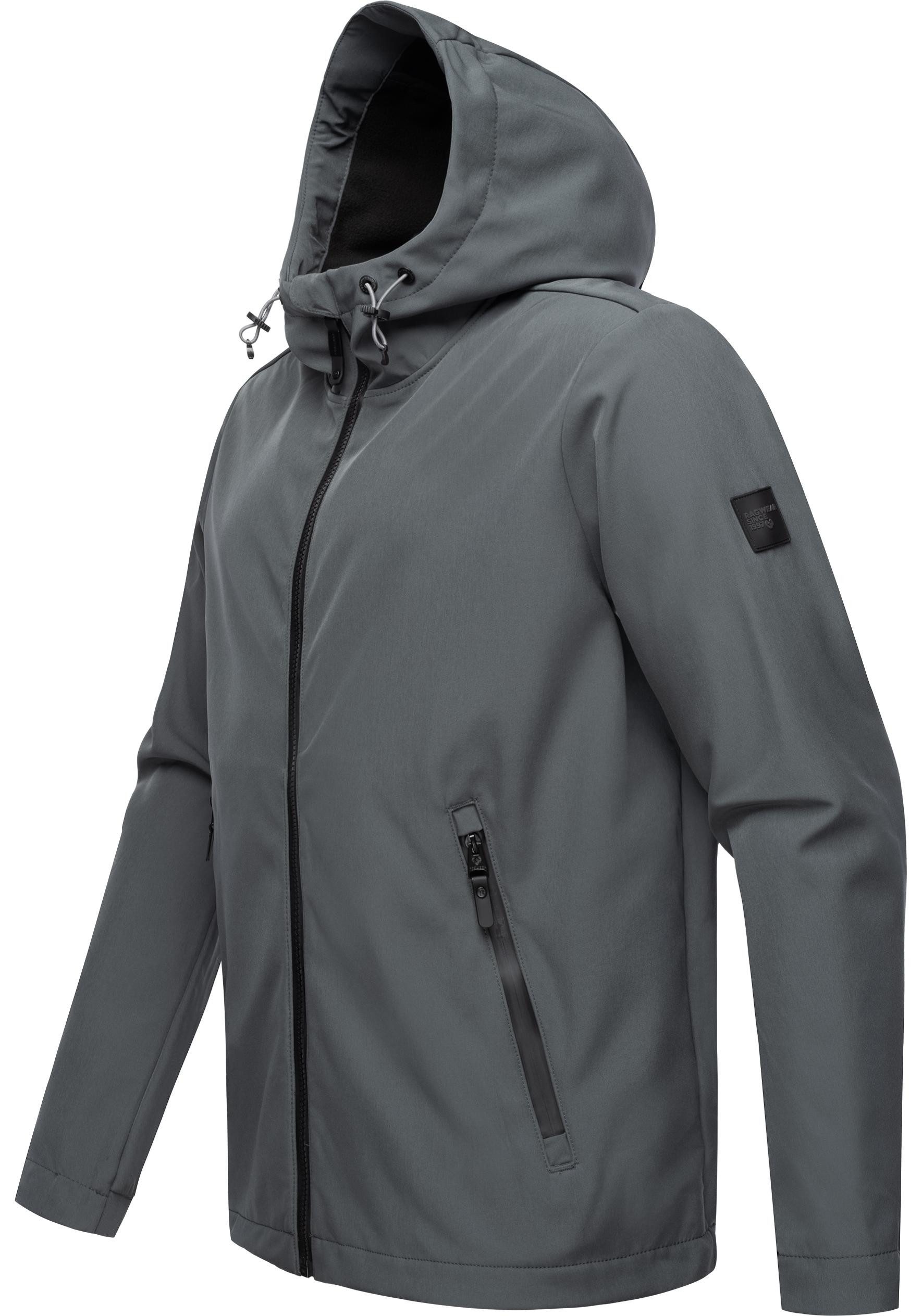 Ragwear Softshelljacke Shellwie Warm wasserdichte Herren Übergangsjacke mit großer Kapuze