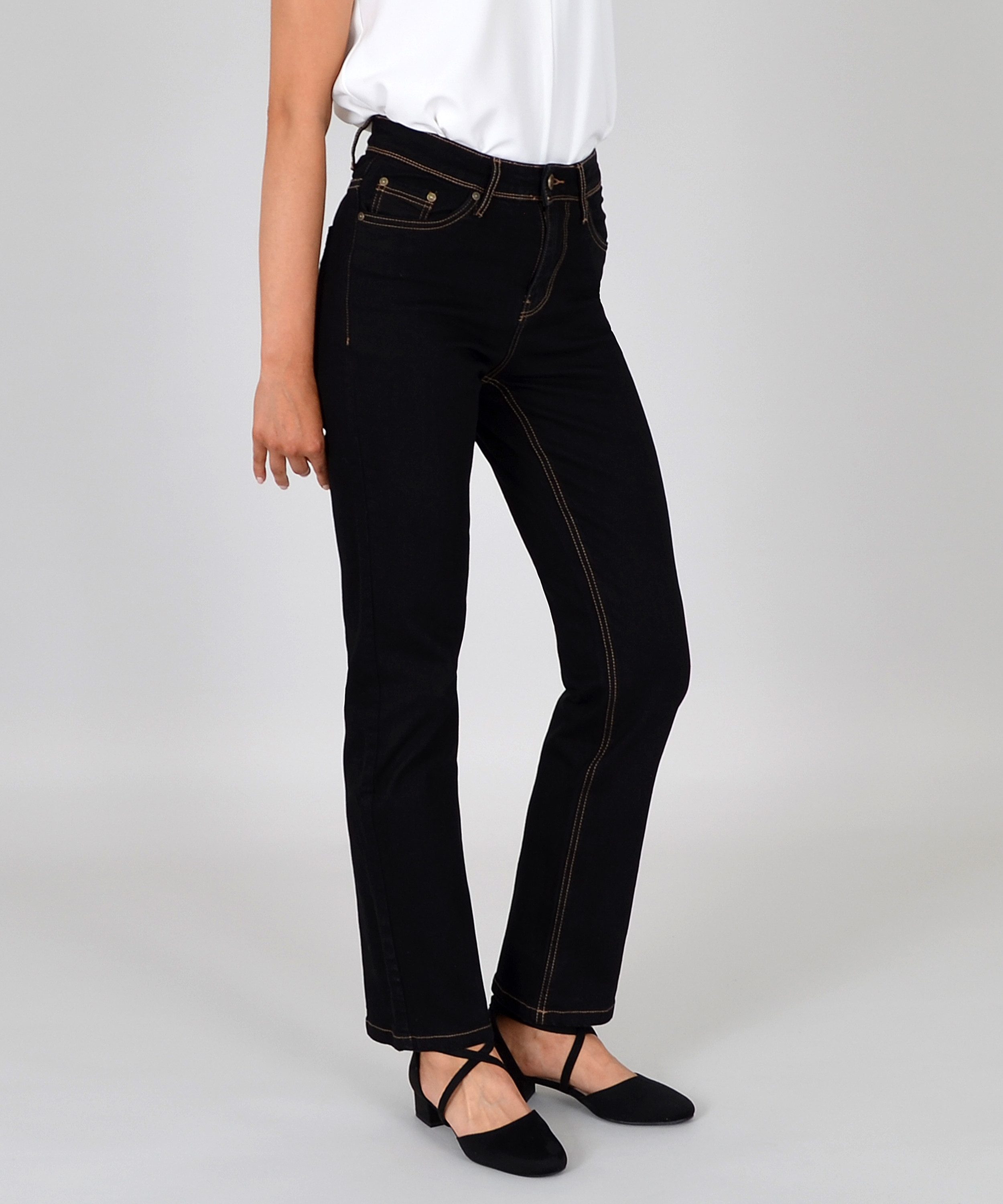 ESRA Straight-Jeans Damen Jeans Geradeschnitt Stretch Jeans Damen Regular Fit G4 Sale schwarze Jeans Damen Straight Hose High Waist Jeans Regular schwarz