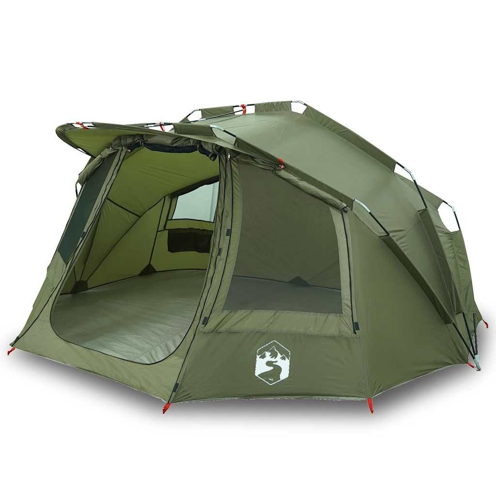 furnicato Angelzelt Campingzelt 332x284x147 cm Olivgrün, Wetterfestes Fischerzelt mit Schlafkabine und integrierter Tasche