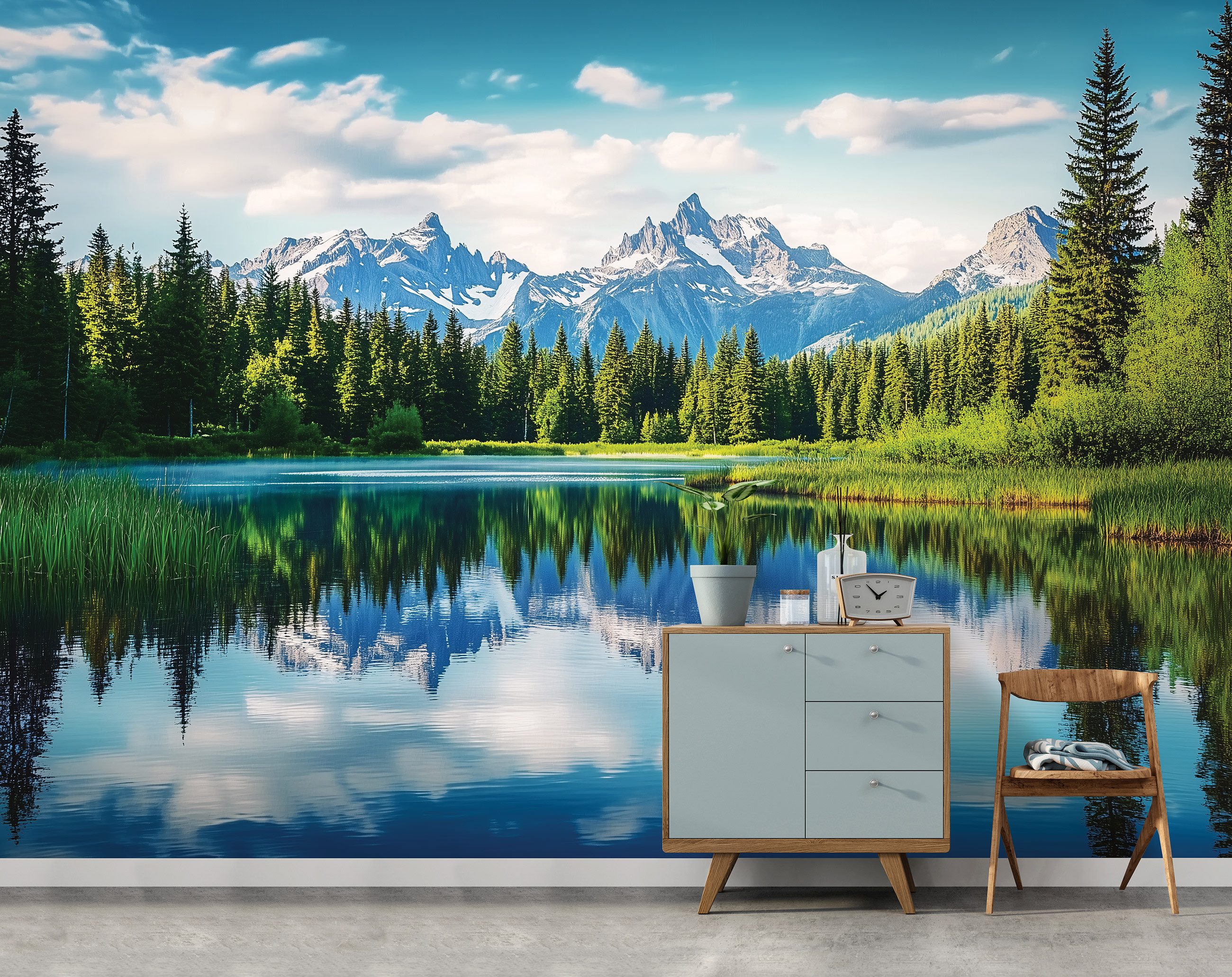 Wallarena Fototapete See Gebirge Wald Vlies günstig online kaufen