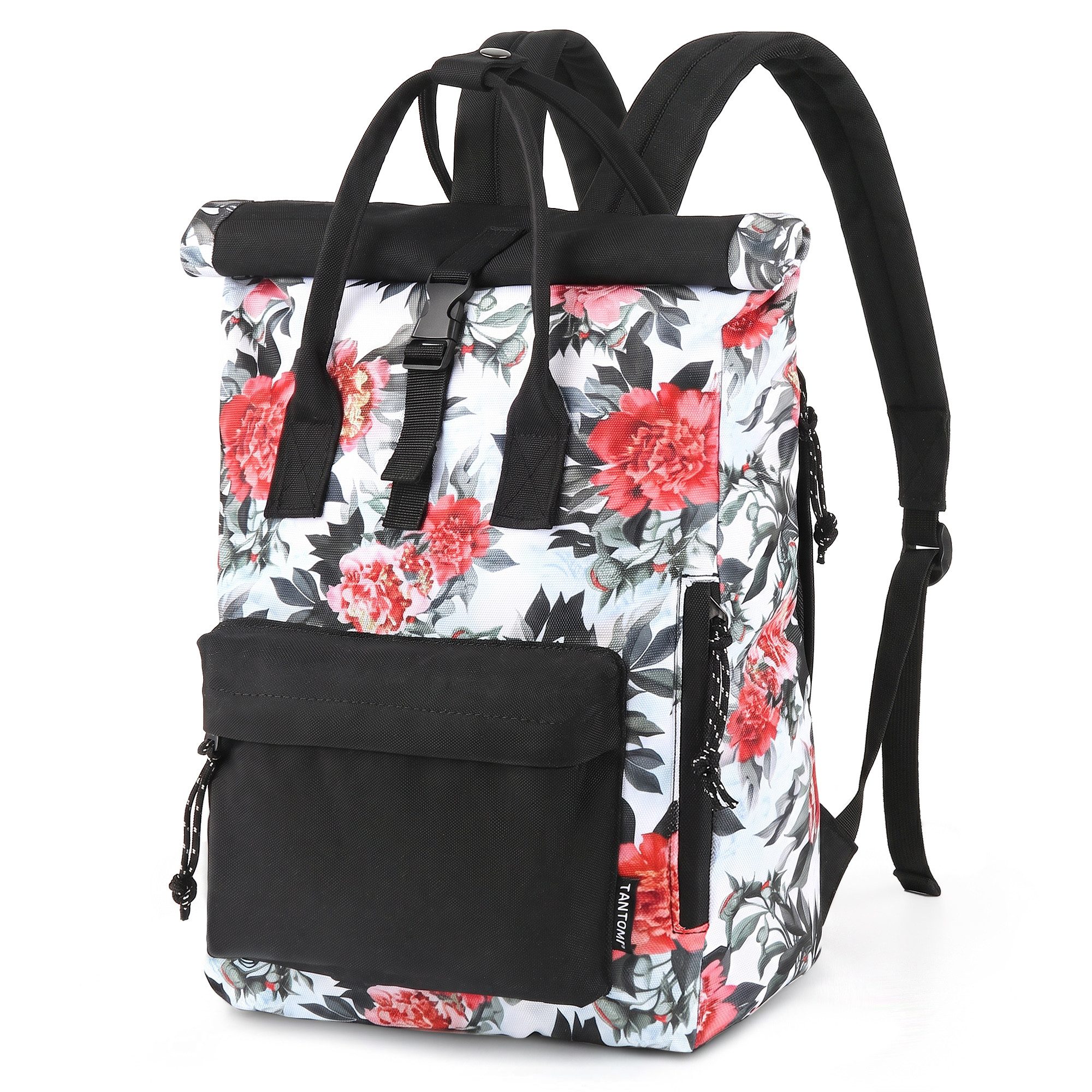 TAN.TOMI Cityrucksack Rucksack Damen Herren Tagesrucksack mit Laptopfach, Modern Rolltop Rucksack Daypack, Wasserabweisend