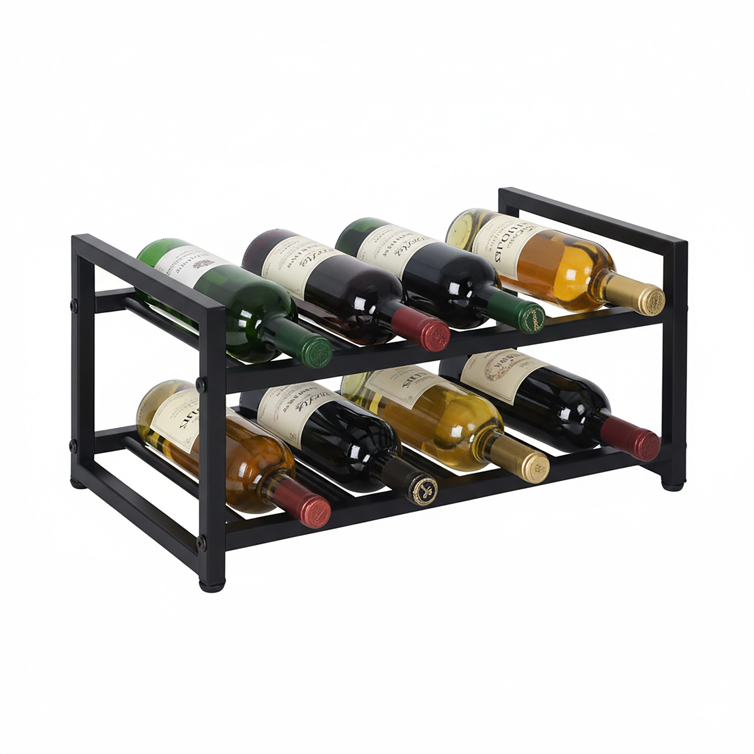 relaxdays Weinregal Metall 8 Flasche, schwarz