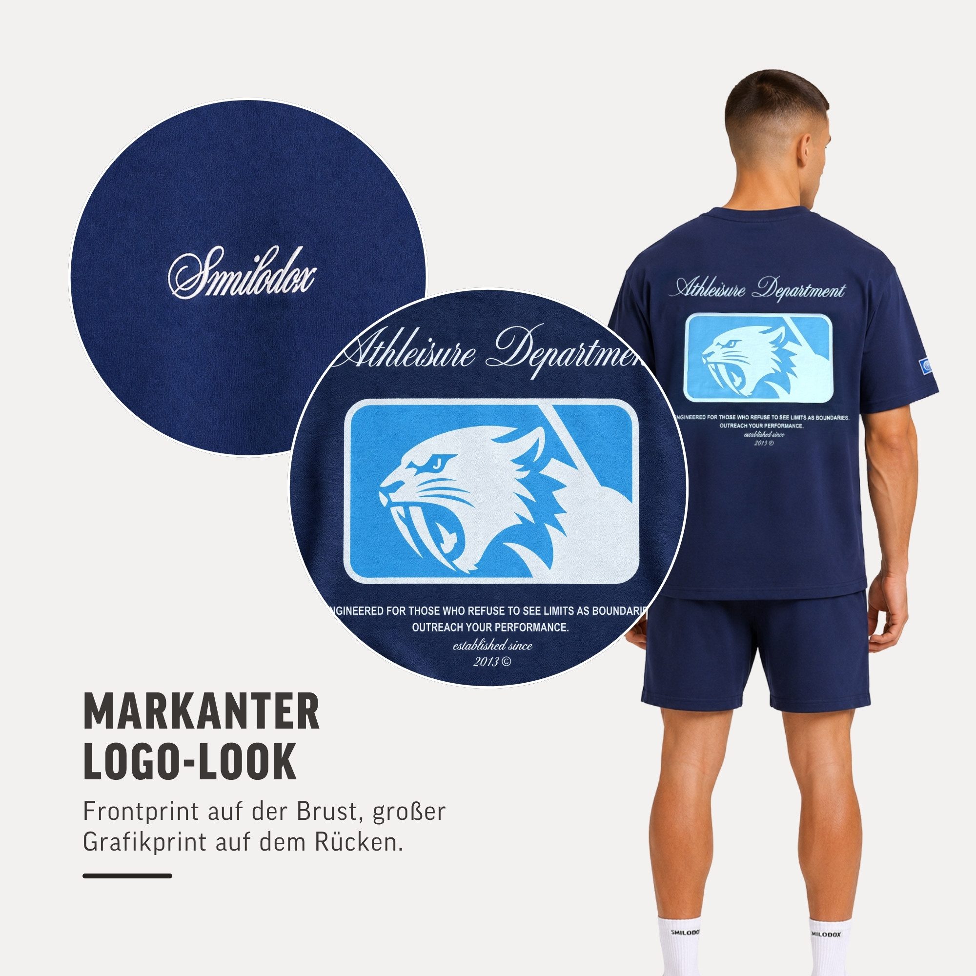 Smilodox T-Shirt Varendo, Oversize Shirt mit Backprint, aus Baumwolle, Streetwear & Gym Rundhals, 100% Baumwolle, weiches Material, für Training & Freizeit – Bild 5 von 5
