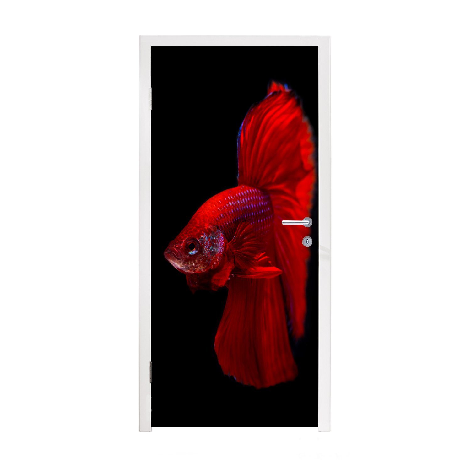 MuchoWow Türtapete Fische - Tiere - Rot, Matt, bedruckt, (1 St), Fototapete für Tür, Türaufkleber, 75x205 cm