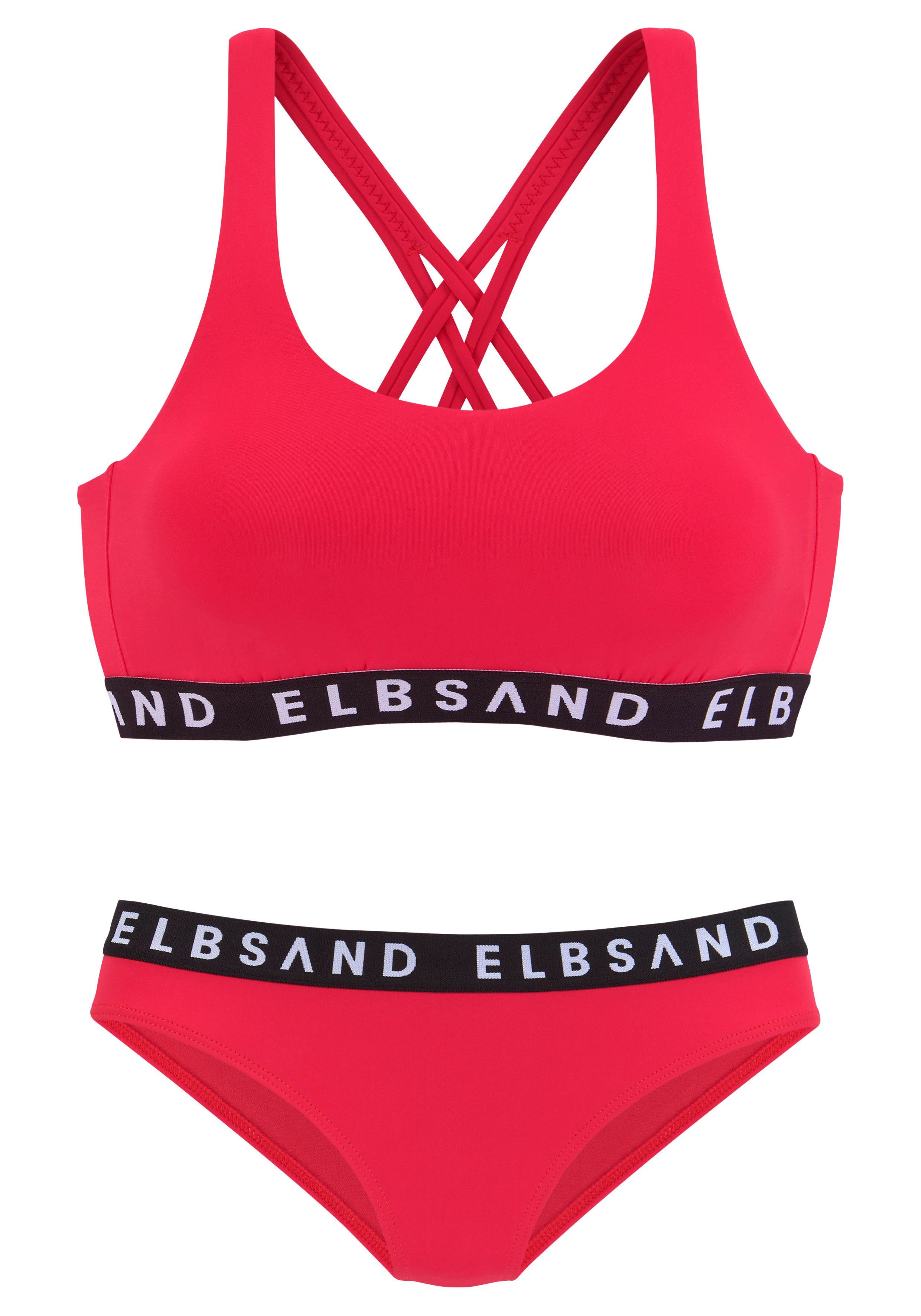 Elbsand Bustier-Bikini mit kontrastfarbenen Schriftzügen – Bild 2 von 5