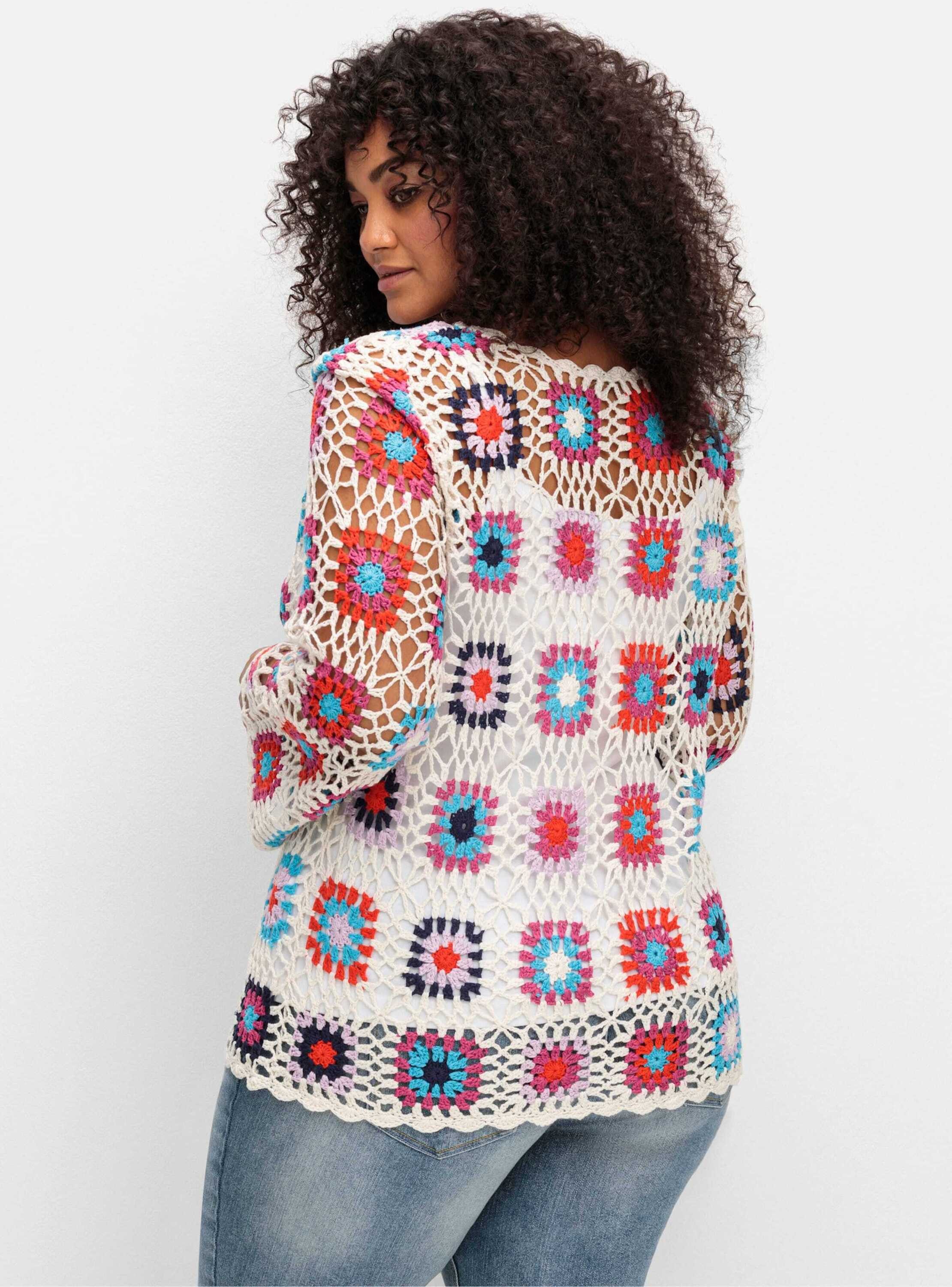 sheego by Joe Browns Strickpullover Strickpullover Langarm im Crochet-Muste günstig online kaufen