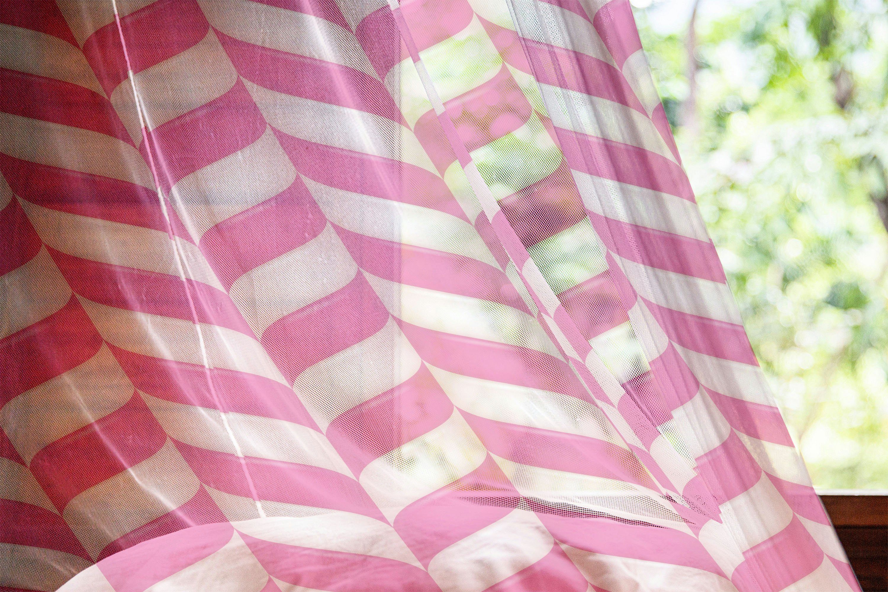 Party Weiß, Linien Hochzeit Abakuhaus, Drapierung rosa, für Panels, gewellte Gardine 2 Vibrant schiere