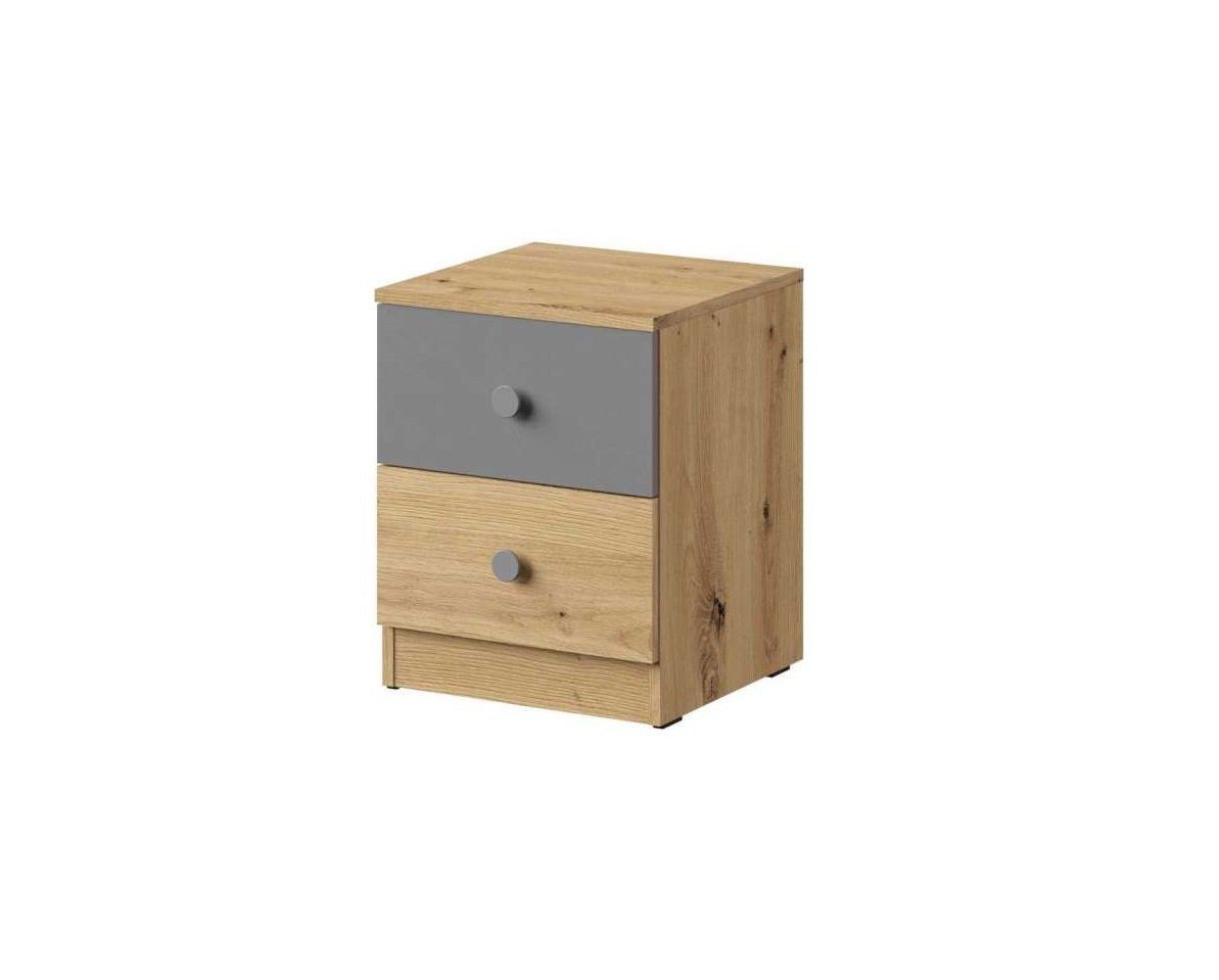 Stylefy Container Narin (Container, Schreibtisch-Unterschrank) mit Schubladen, Vollauszug, Design Modern, für Jugend Eiche Artisan Dekor - Weiß Matt - Grau Matt