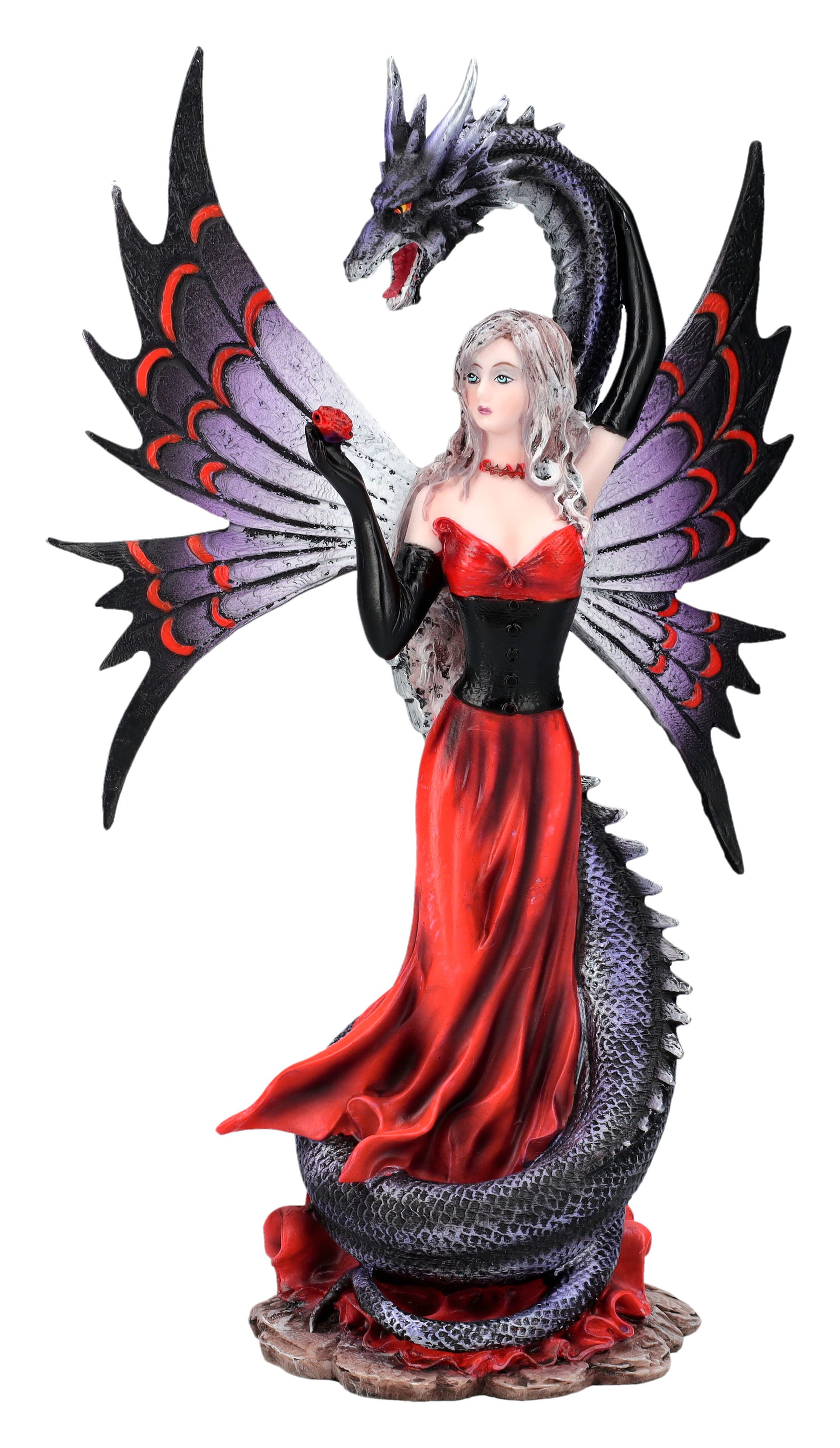 Figuren Shop GmbH Fantasy-Figur Elfen Figur - Fiera mit Drachenschlange - Fantasy Fee Dekofigur Drache