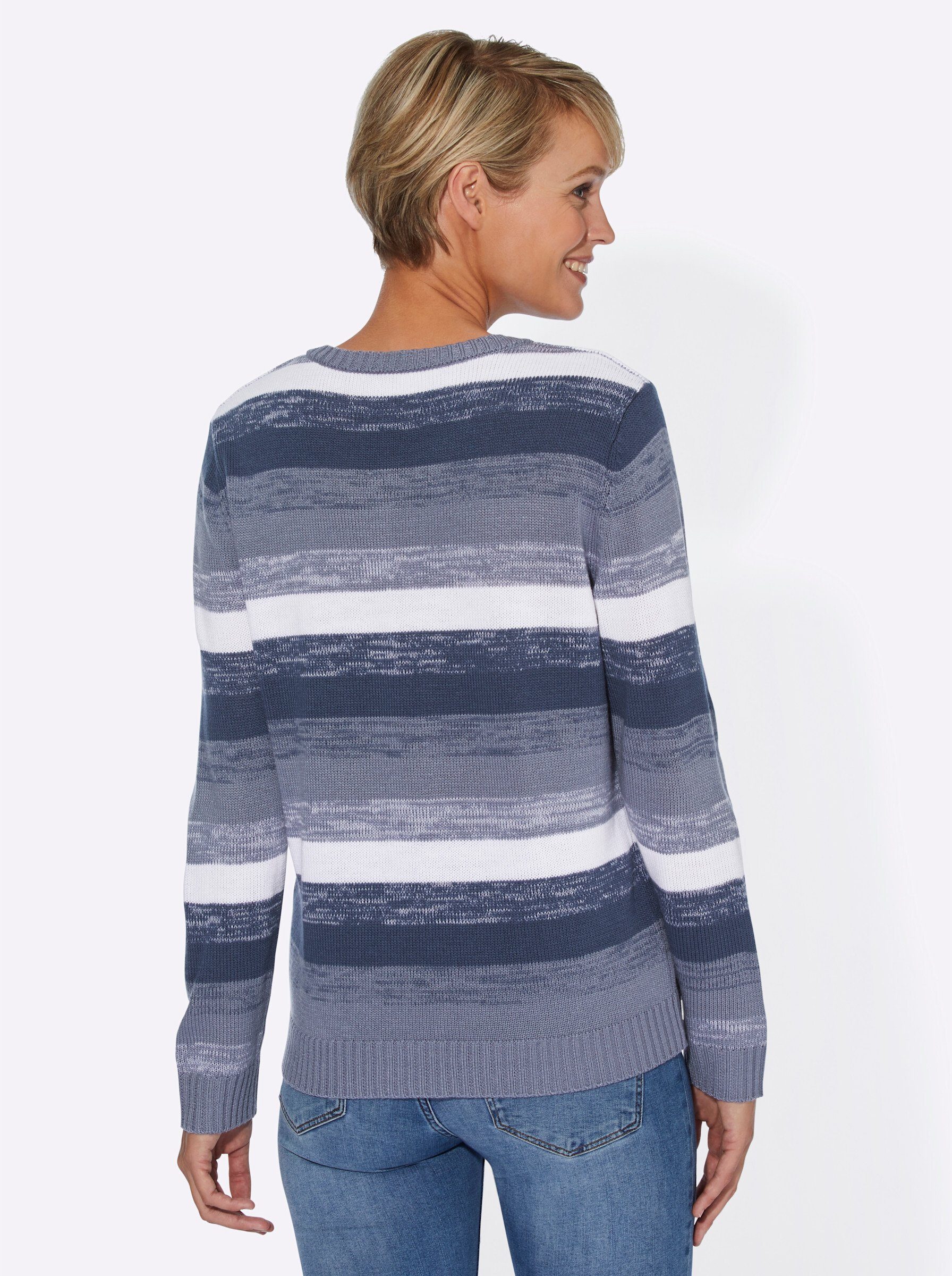 rauchblau-gemustert Strickpullover Sieh an!