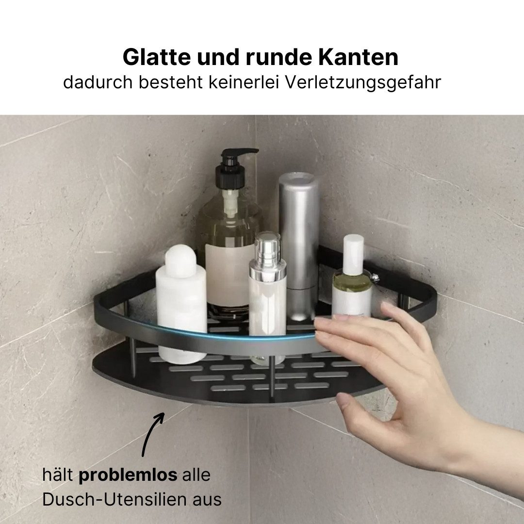 LIVINA HOME Duschablage ohne Bohren, Duschablage zum hängen, Duschkorb Eck in schwarz, 1-tlg., Eck Badregal, Duschregal, Duschzubehör, Badezimmerorganizer, +4 H – Bild 5 von 5