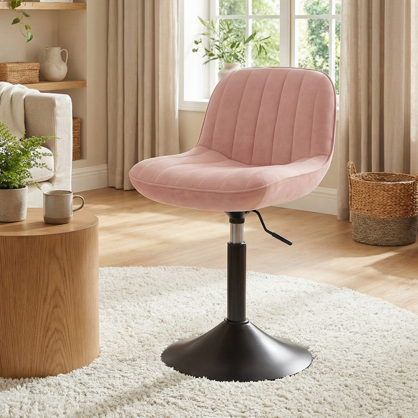 HOMALL Barhocker Höhenverstellbarer, um 360° drehbarer Friseurstuhl Drehstühle (1 St/2 St Barhocker und Schminkstuihle mit doppelter Polsterung, geeignet fur Sc – Bild 3 von 5