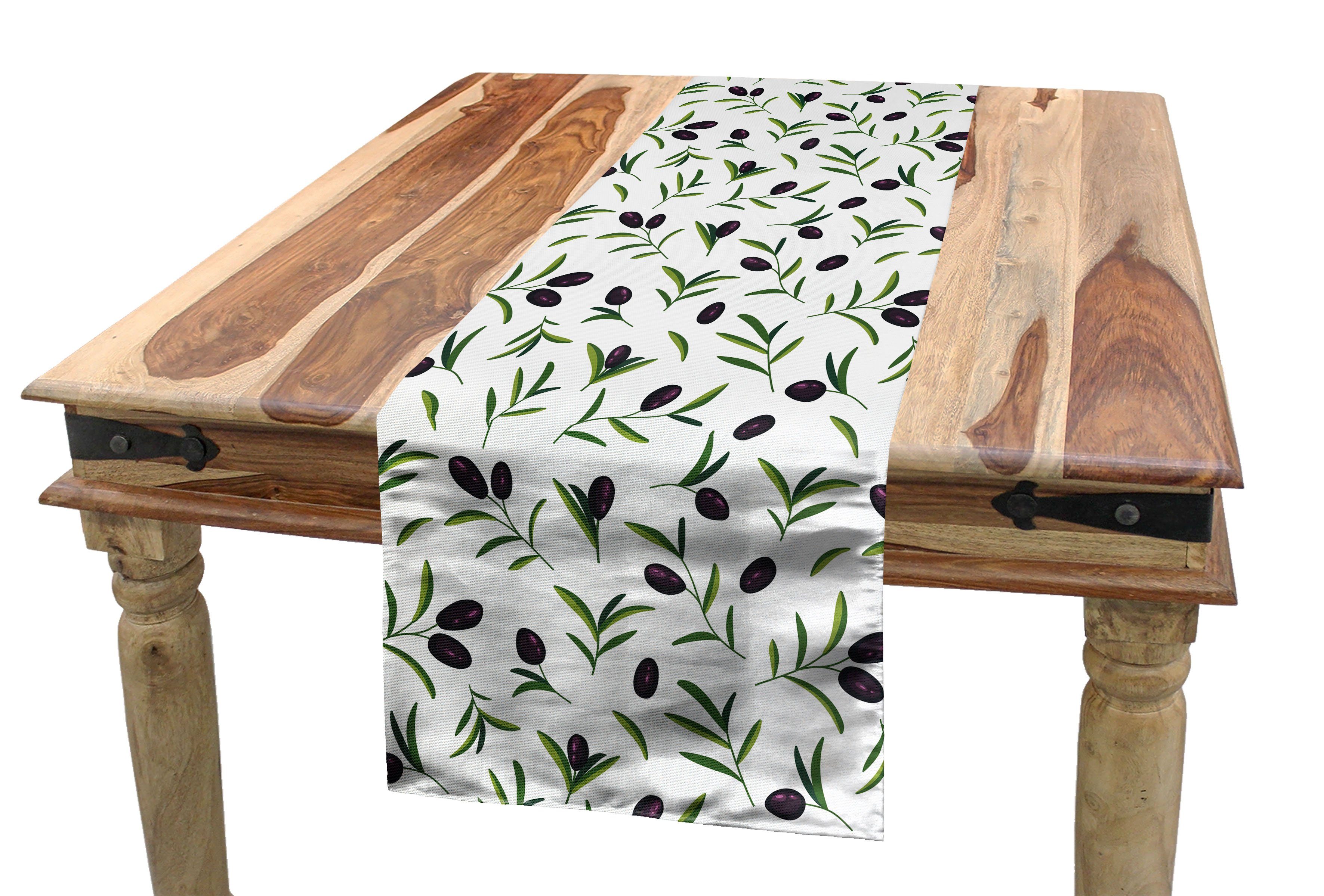 Botanische Esszimmer Tischläufer Branches Dekorativer Tischläufer, Olive Rechteckiger Küche Blätter Abakuhaus