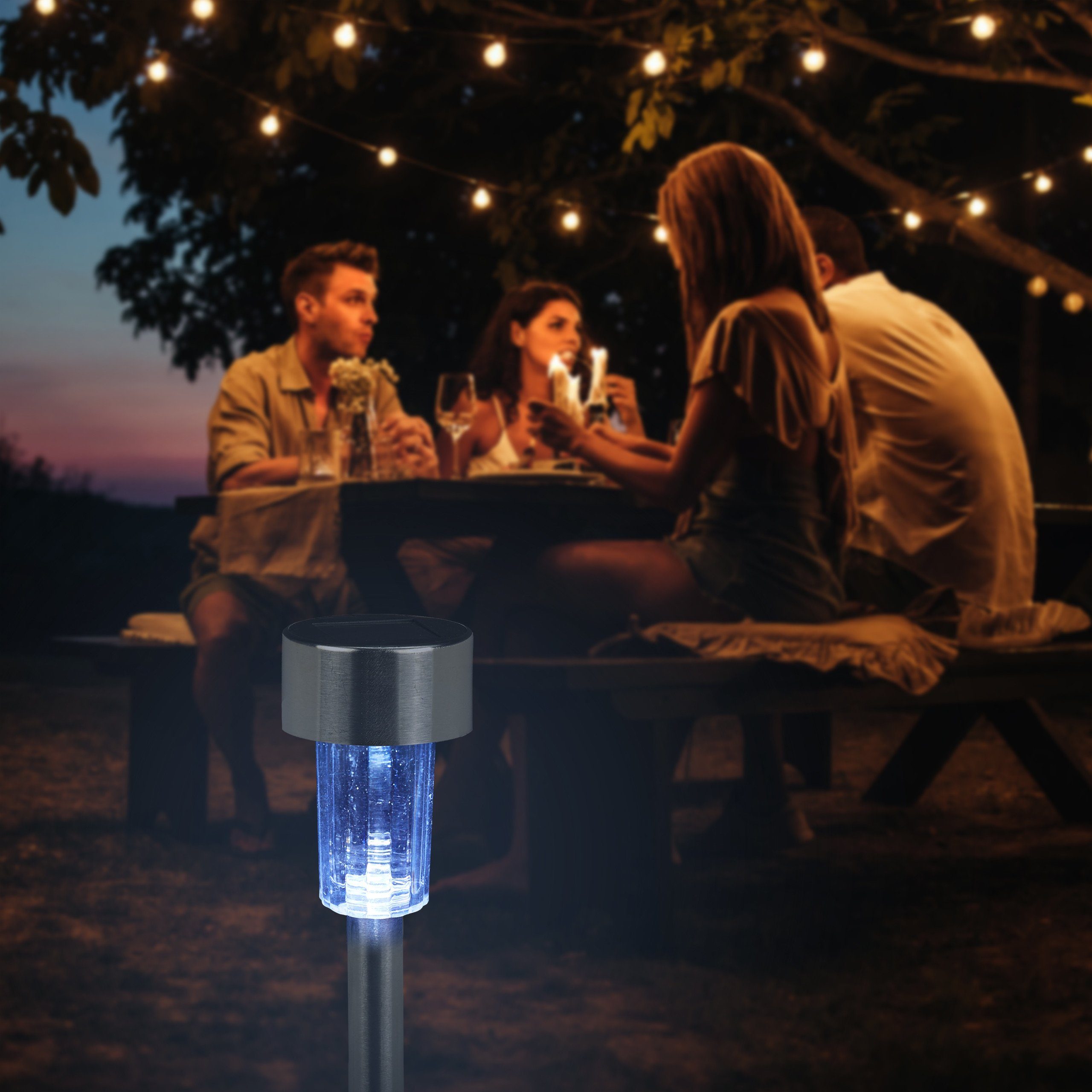 weiß Gartenleuchte relaxdays LED x Solarleuchte 10 LED