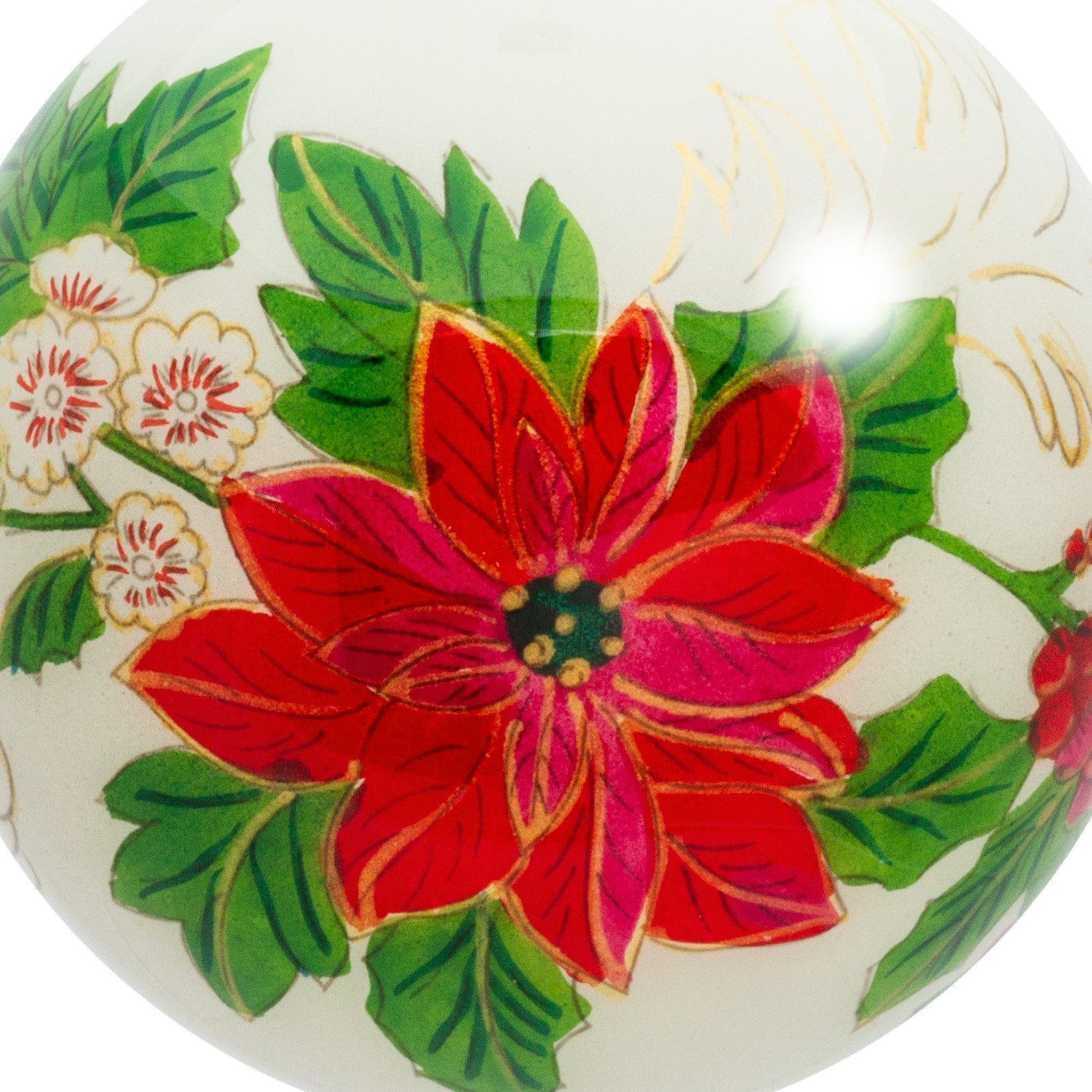 SIKORA Christbaumschmuck K10-18 Weihnachtsstern Blüte Weihnachtskugel Innenglasmalerei D: 10 cm