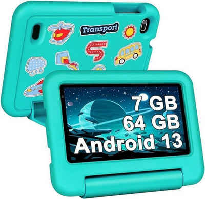 SEBBE Kinder's Quad Core Prozessor 7GB RAM Kindgerechte Hülle Tablet (7", 64 GB, Android 13, Kinder-Unterhaltung mit Schutz und Leistung)