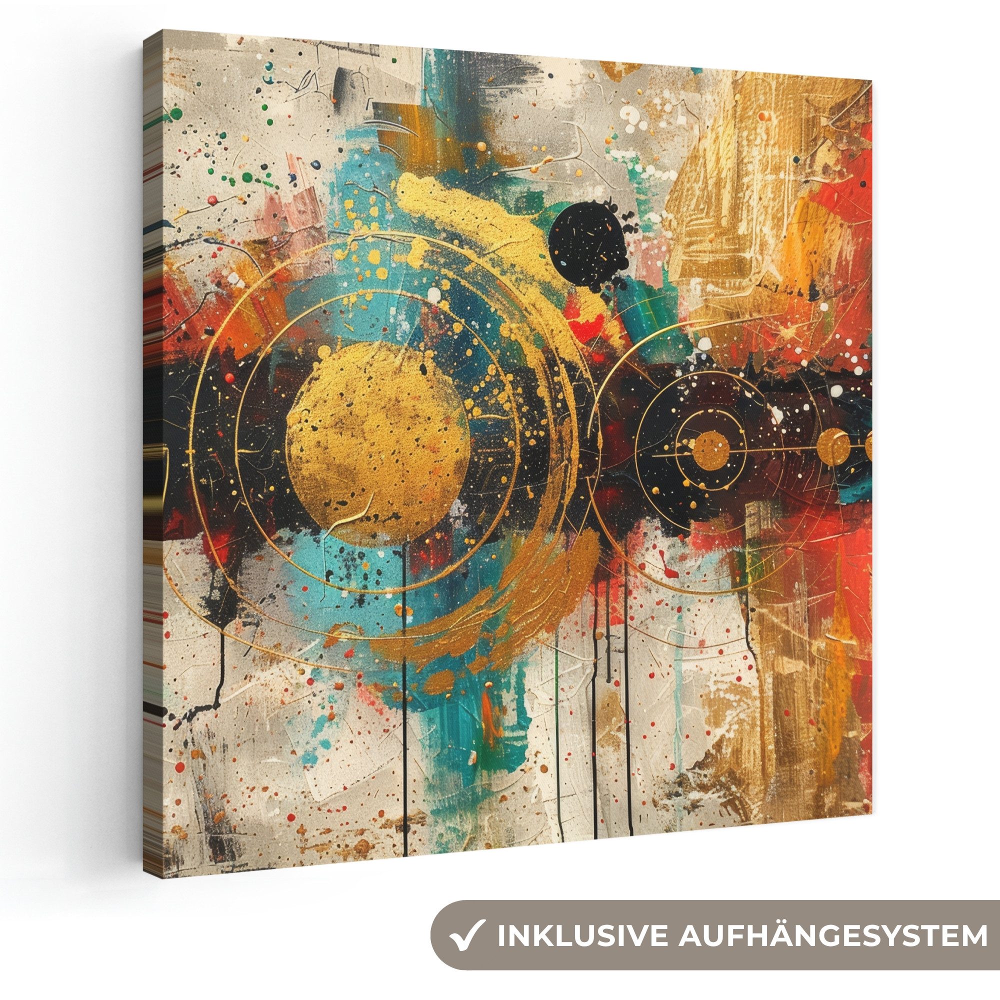 OneMillionCanvasses® Leinwandbild Kunst - Abstrakt - Ästhetisch - Gold, Fotodruck (1 St), Wandbild, Deko Schlafzimmer Wohnzimmer Flur 20x20 cm