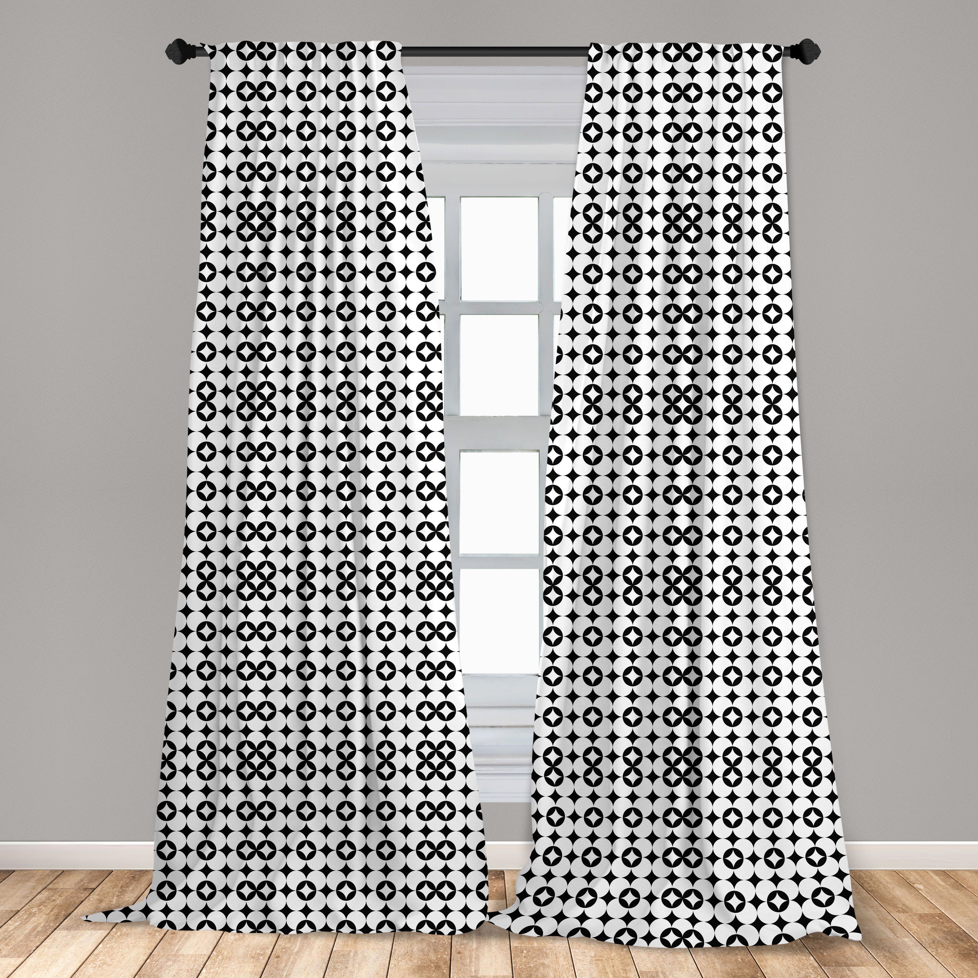 Monotone Microfaser, Schlafzimmer Geometrisches für Mosaik Gardine Wohnzimmer Dekor, Motiv Abakuhaus, Vorhang