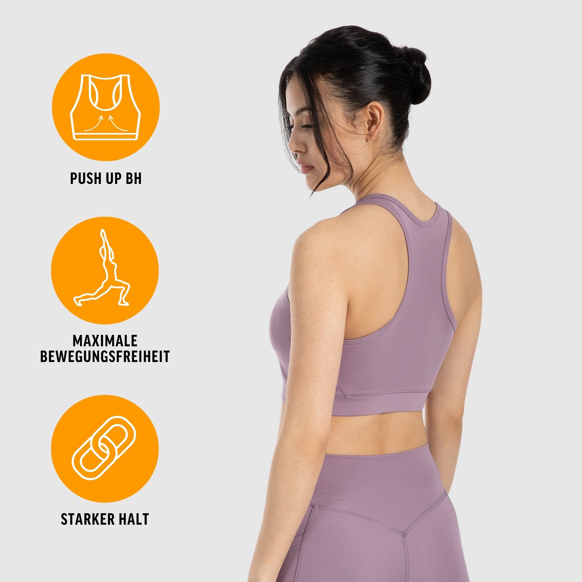 Smilodox Sport-BH Candace, Shaped Fit Bra Racerback, breites Unterbrustband leicher Halt elastisch & bequem, Yoga Alltag Training aktive Bewegungsfreiheit