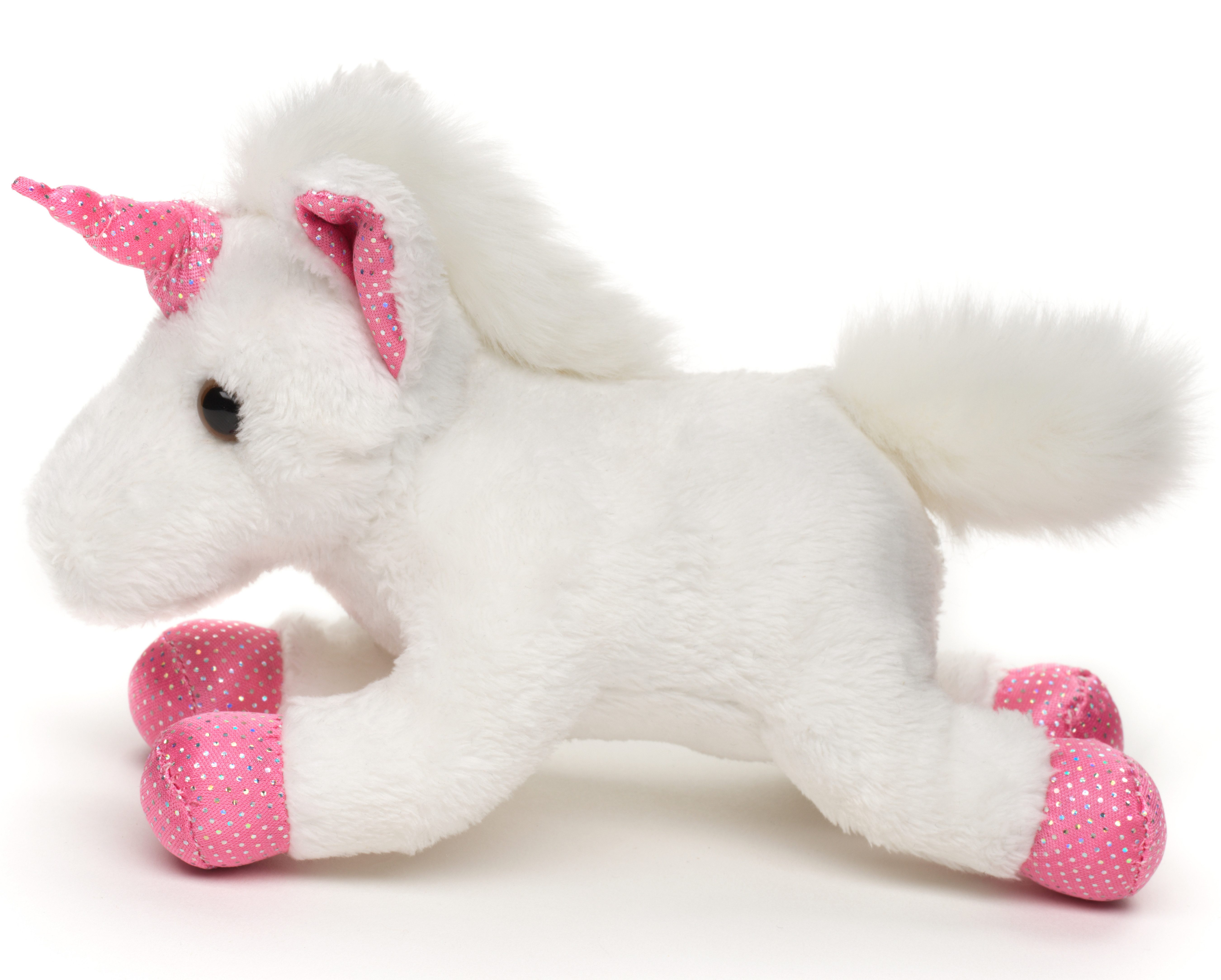 Uni-Toys Kuscheltier Einhorn Plushie (weiß) - 18 cm (Länge) - Plüsch-Pferd - Plüschtier, zu 100 % recyceltes Füllmaterial