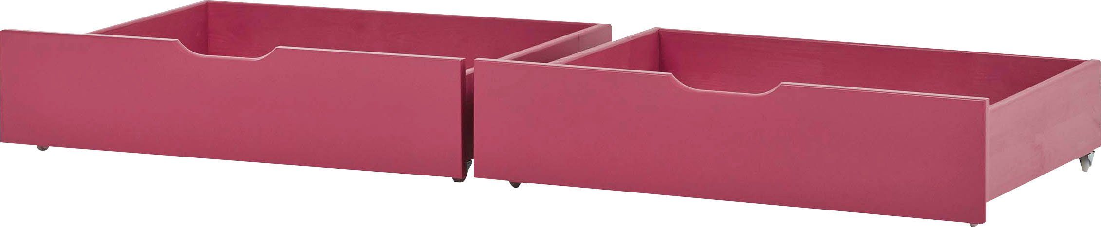 Hoppekids Bettschubkasten ECO Comfort (2 St), auf Rollen in 7 Farben erhältlich 2 St. baroque rosa