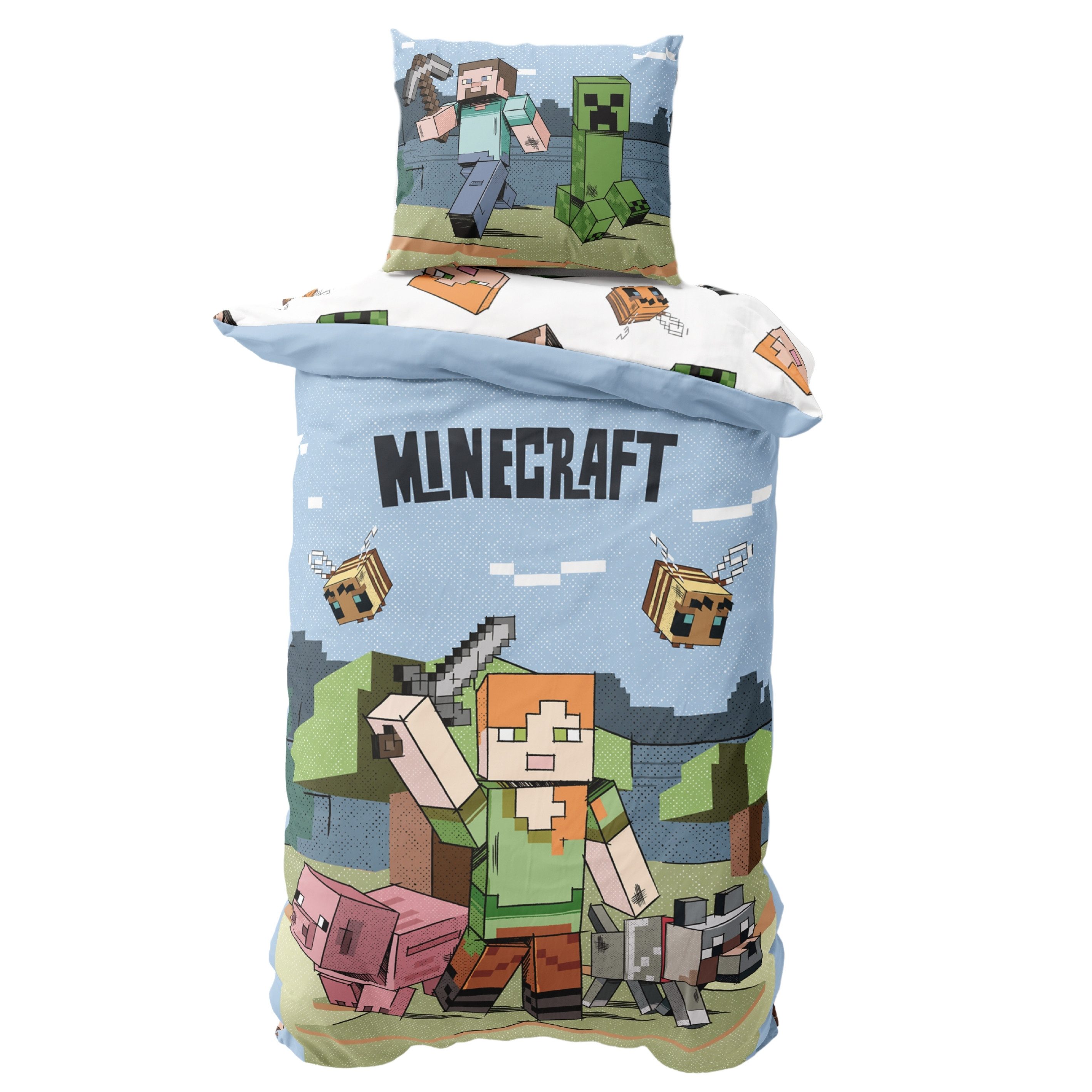 MTOnlinehandel Kinderbettwäsche Minecraft Steve & Alex, Geschenk für Gamer, günstig online kaufen