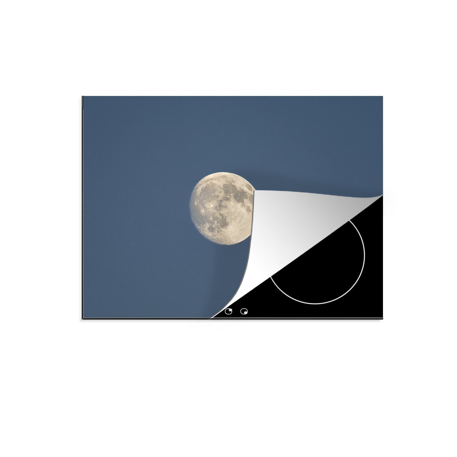 MuchoWow Herdblende-/Abdeckplatte Mond küche, Schutz die cm, Vinyl, (1 Blau Ceranfeldabdeckung Weiß, Induktionskochfeld für - - tlg), 71x52