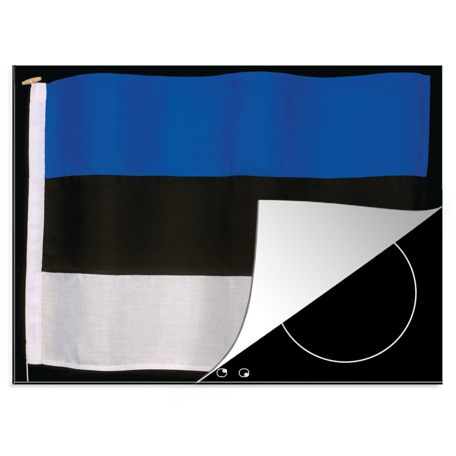 70x52 Herdblende-/Abdeckplatte Vinyl, tlg), Die cm, Flagge nutzbar, Arbeitsfläche auf Hintergrund, MuchoWow (1 Estland Mobile Ceranfeldabdeckung von schwarzem