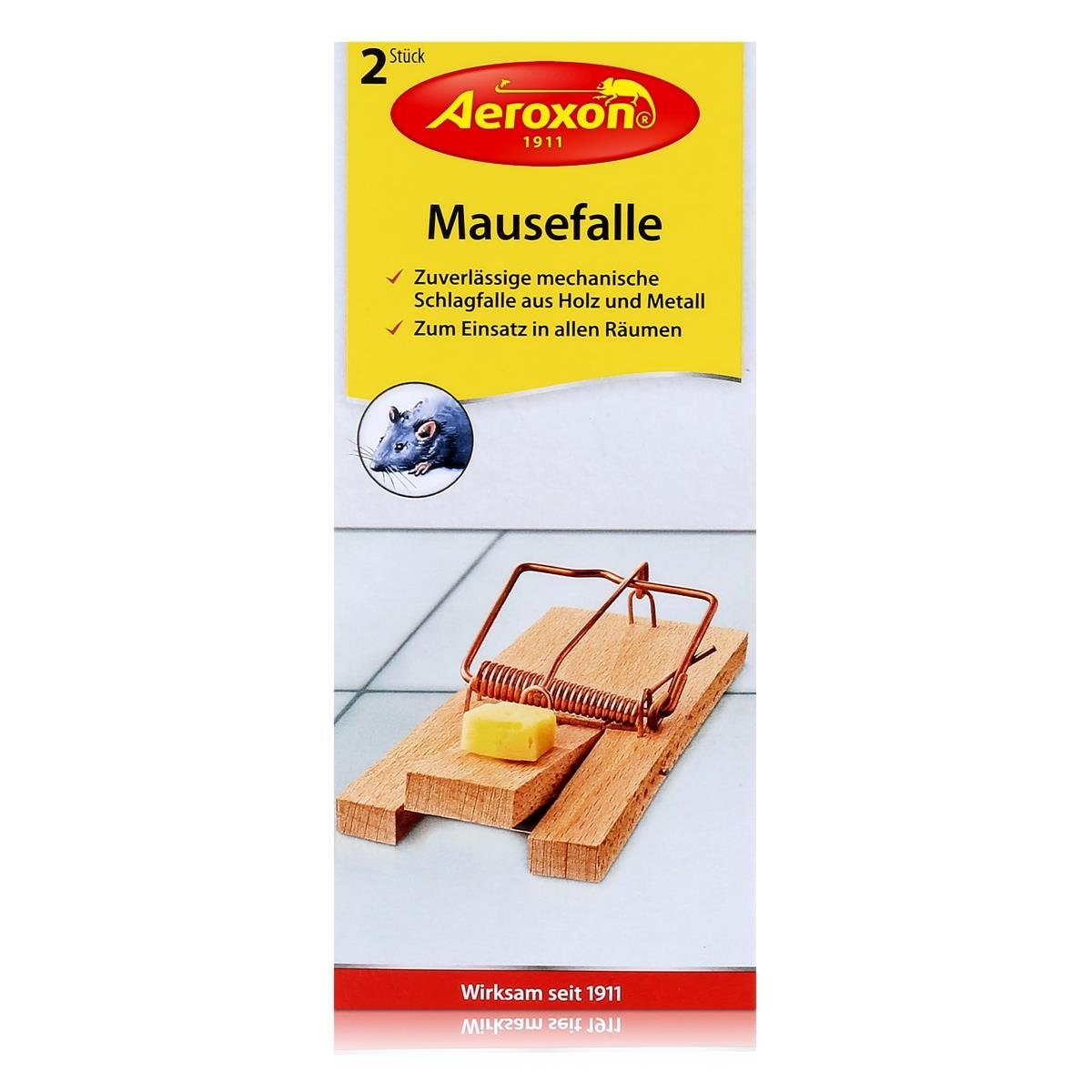 Aeroxon Insektenfalle Aeroxon Mausefalle Mäusefalle 2 Stk. Schlagfalle aus Holz und Metall (