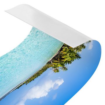 Bilderdepot24 Küchenrückwand türkis dekor Botanik Tropisch Natur Strand Meer Crystal Clear Water, (1-tlg., Nischenrückwand - für Fliesenspiegel ohne Bohren - matt), Spritzschutz Rückwand Küche Herd - Folie selbstklebend versch. Größen