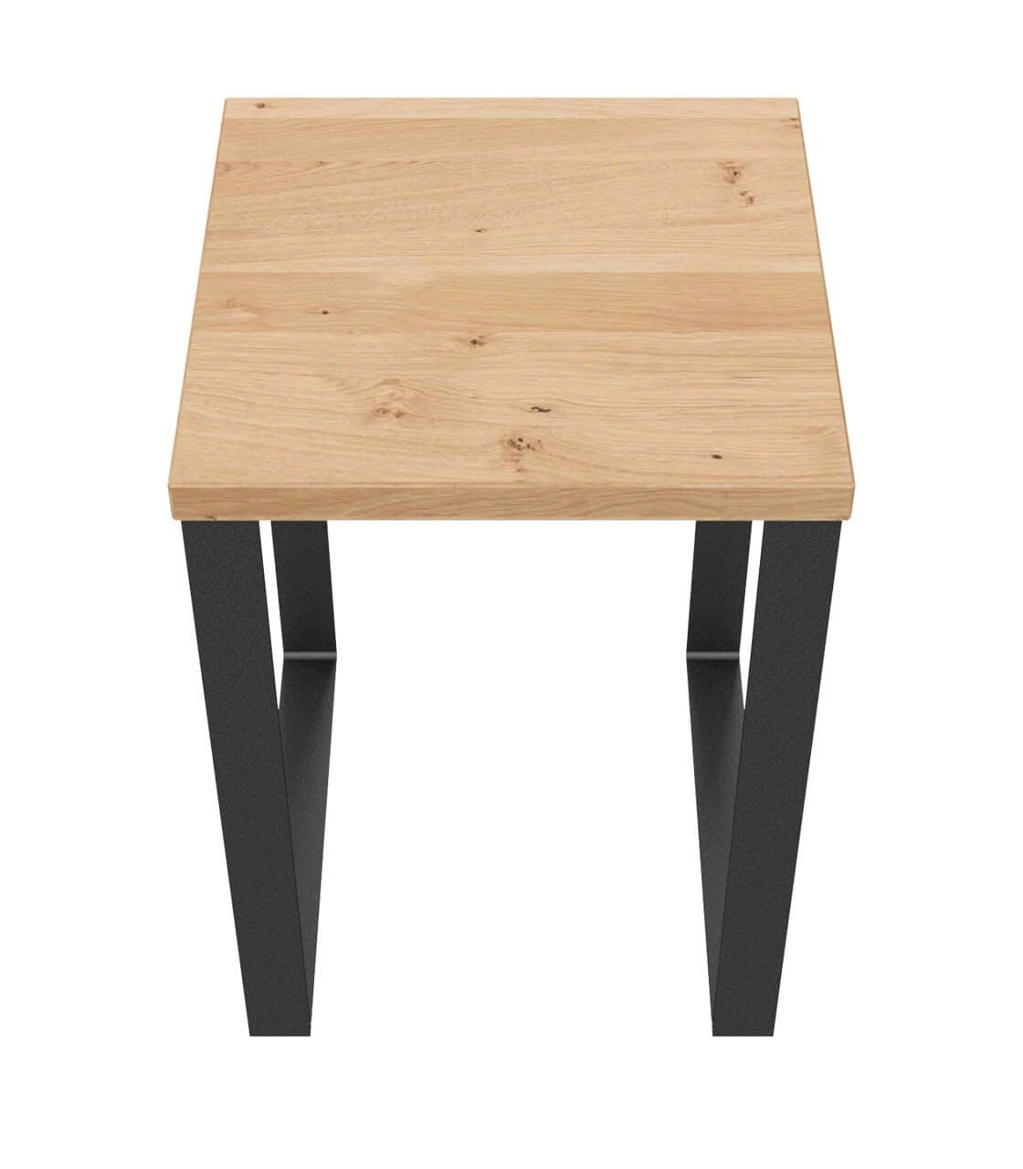 KUNSTLOFT Hocker Spatzl 35x47x35 cm, handgefertigter Sitzhocker aus Wildeiche und Metall