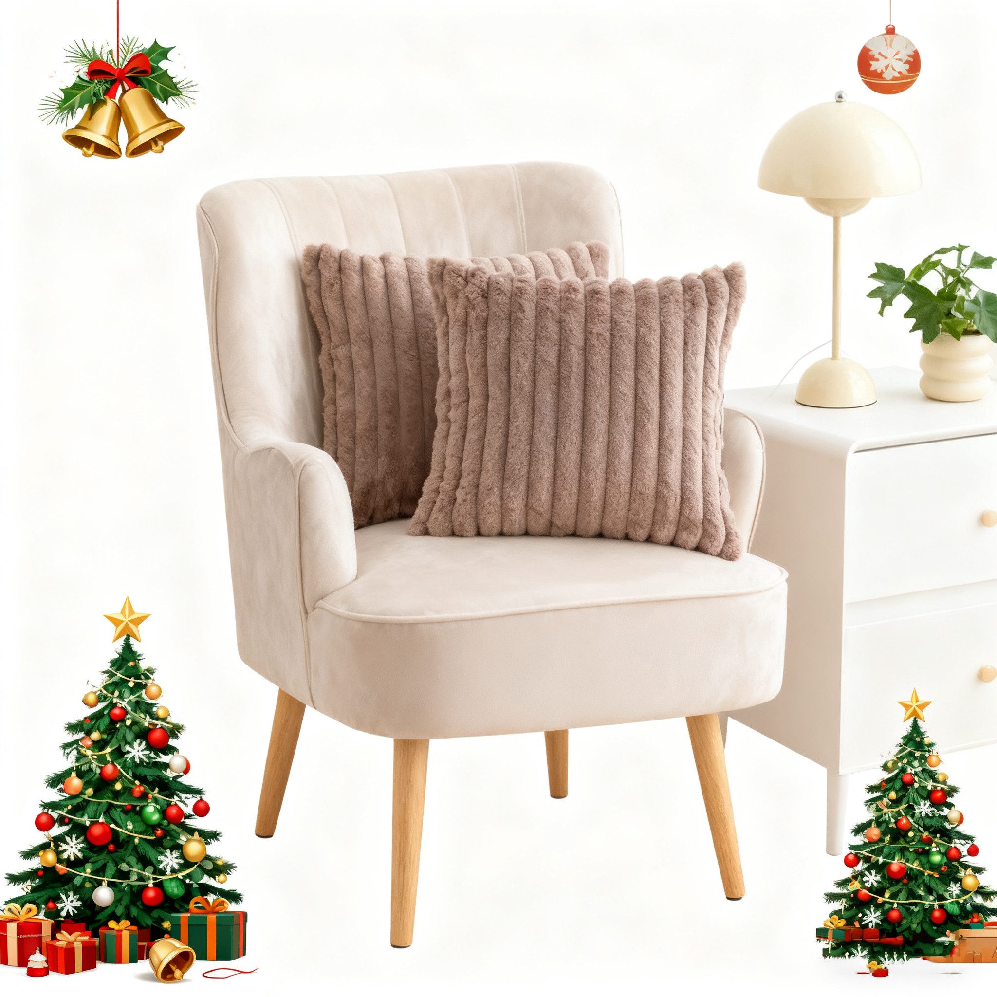 CLTYQ Подушкиbezug Gestreift Подушкиhülle Sofakissen Doppelseitige Kunstfell-Kissenbezüge, (1 Stück), Weihnachtsdeko-Kissenbezug,für Sofa, Couch, Schlafzimmer
